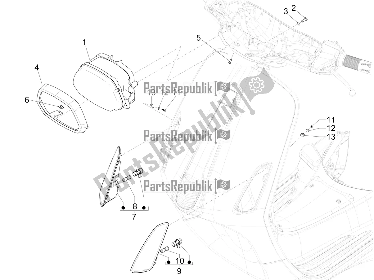 Tutte le parti per il Fari Anteriori - Indicatori Di Direzione del Vespa Sprint 50 4T 3V E5 2020