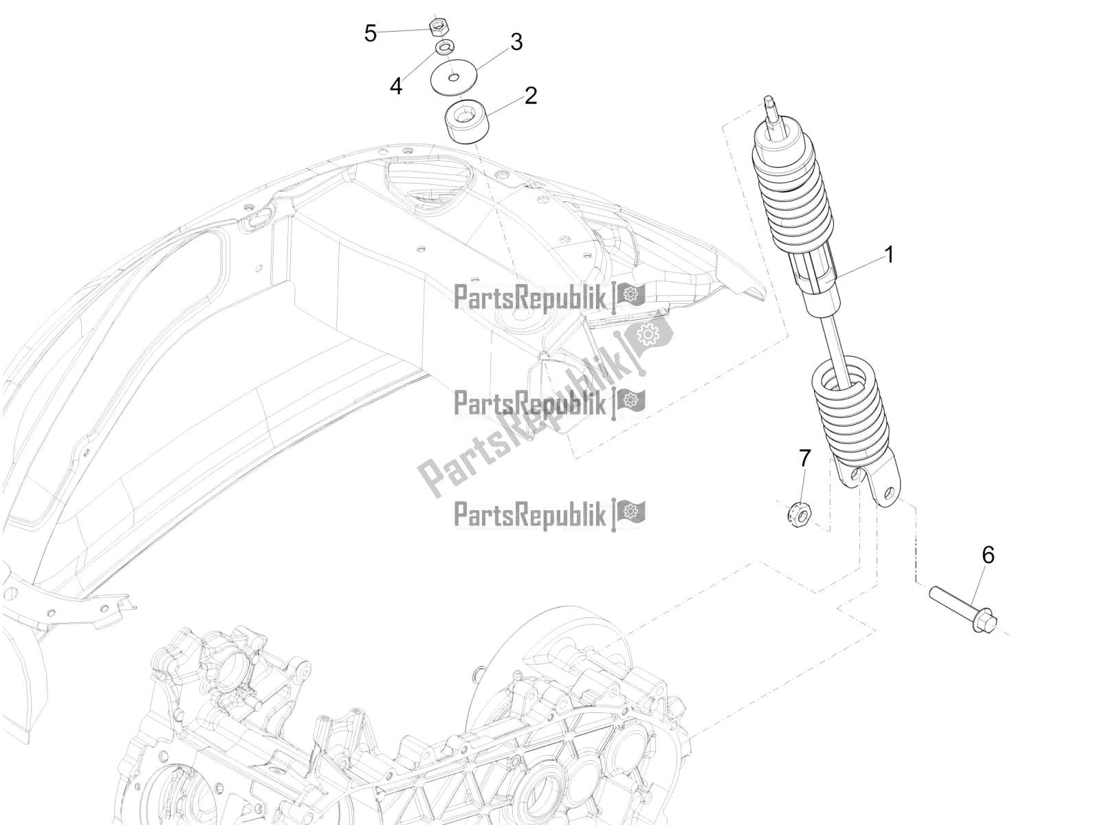 All parts for the Rear Suspension - Shock Absorber/s of the Vespa Sprint 50 4T 3V E5 2020