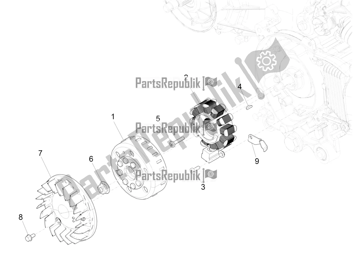 Tutte le parti per il Volano Magneto del Vespa Sprint 50 4T 3V E5 2021