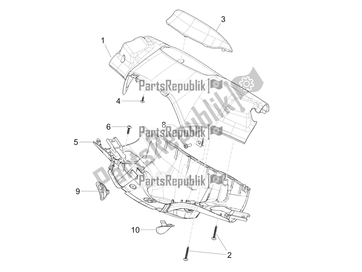 All parts for the Handlebars Coverages of the Vespa Sprint 50 4T 3V E5 2021