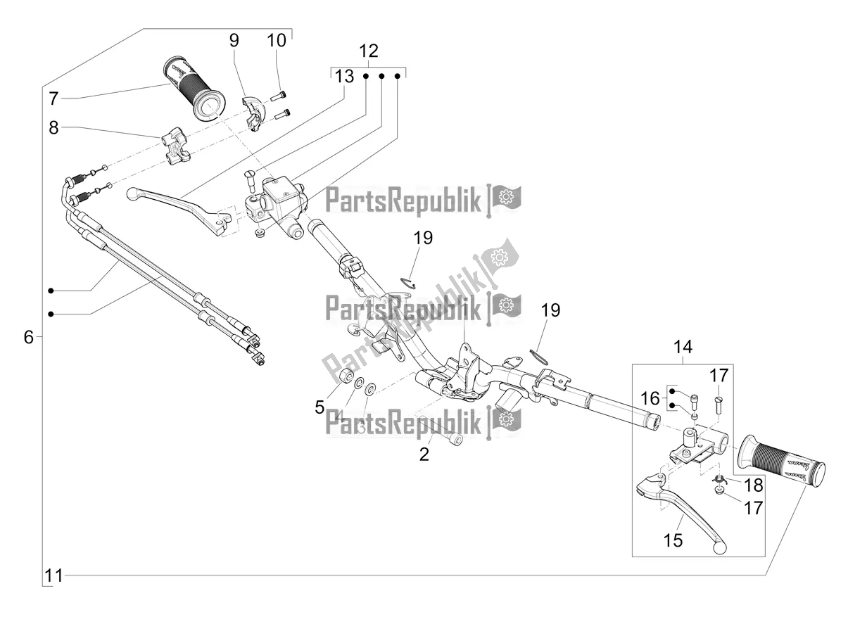 All parts for the Handlebars - Master Cil. Of the Vespa Sprint 50 4T 3V E5 2021