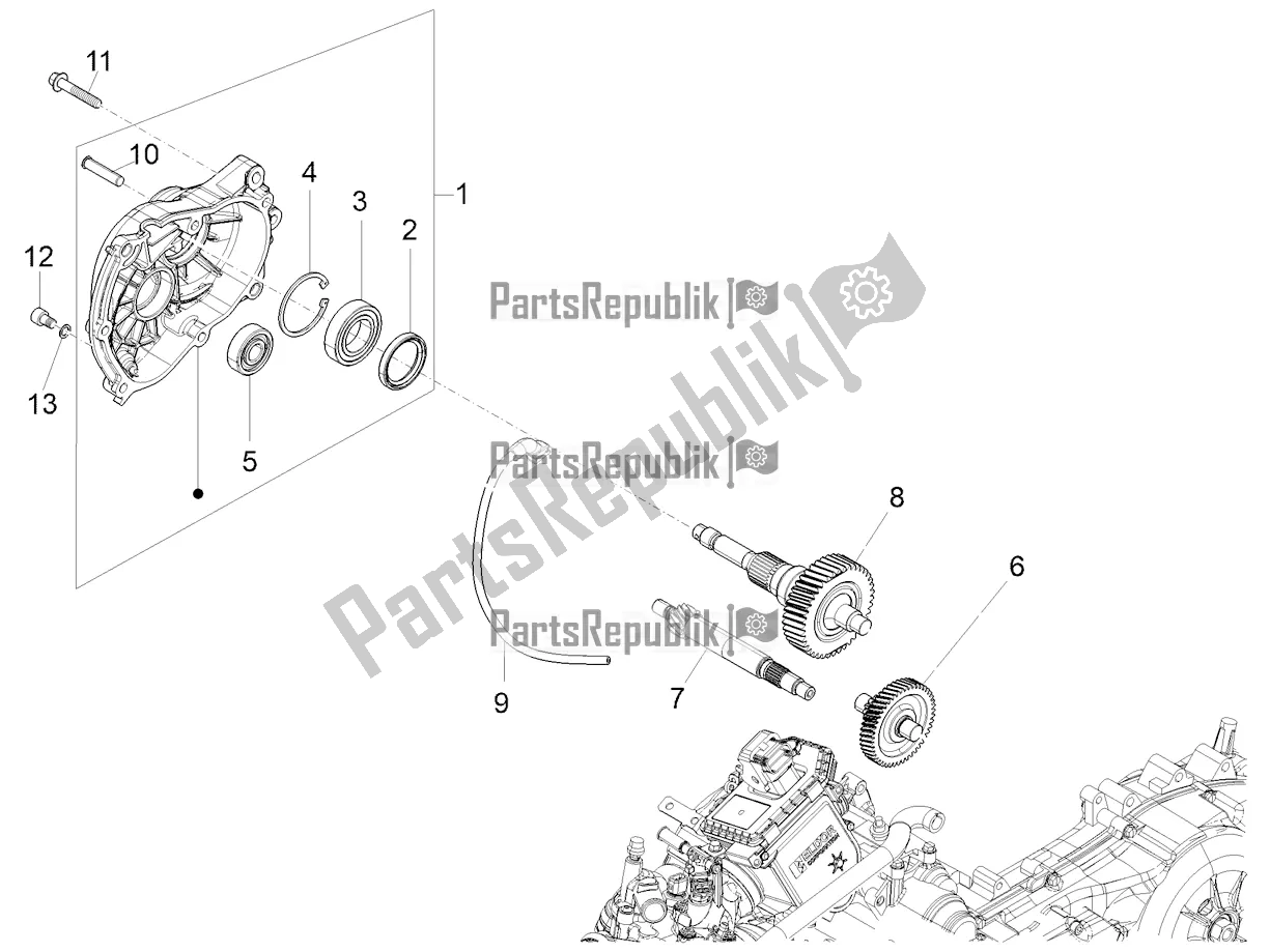 All parts for the Reduction Unit of the Vespa Sprint 50 4T 3V E5 2021