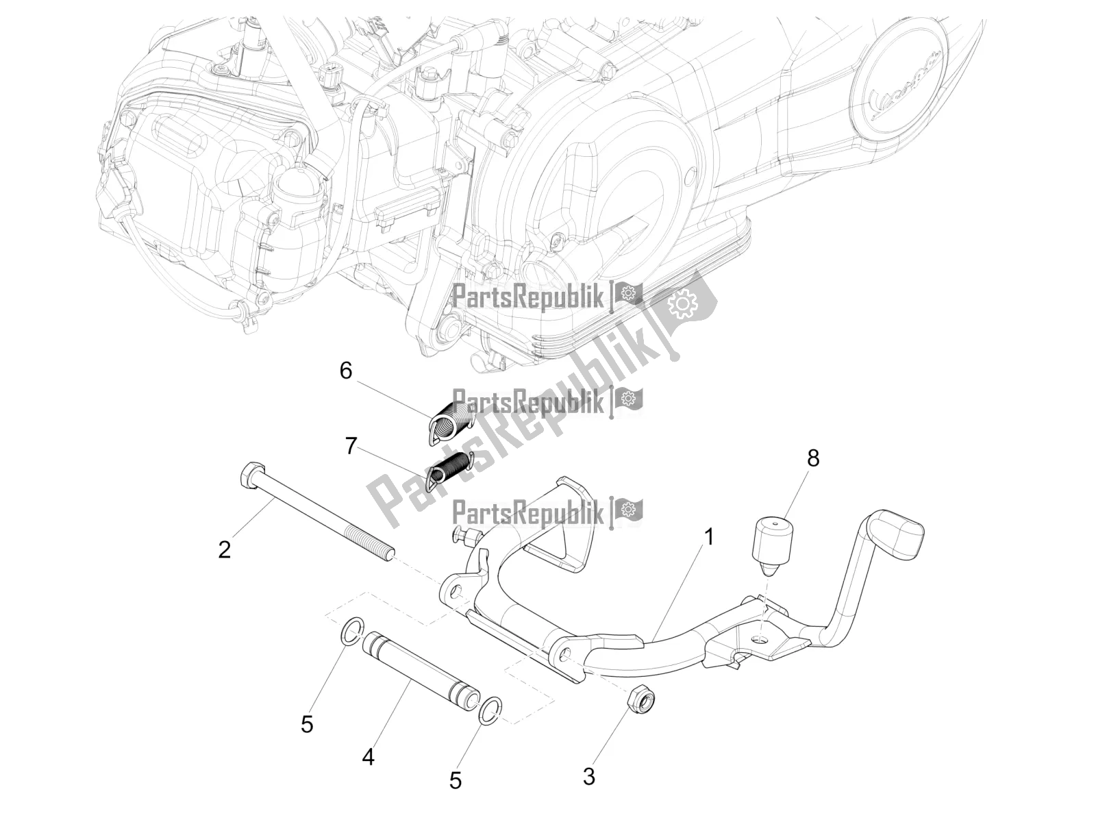 Todas las partes para Soporte / S de Vespa Sprint 50 4T 3V E5 2021