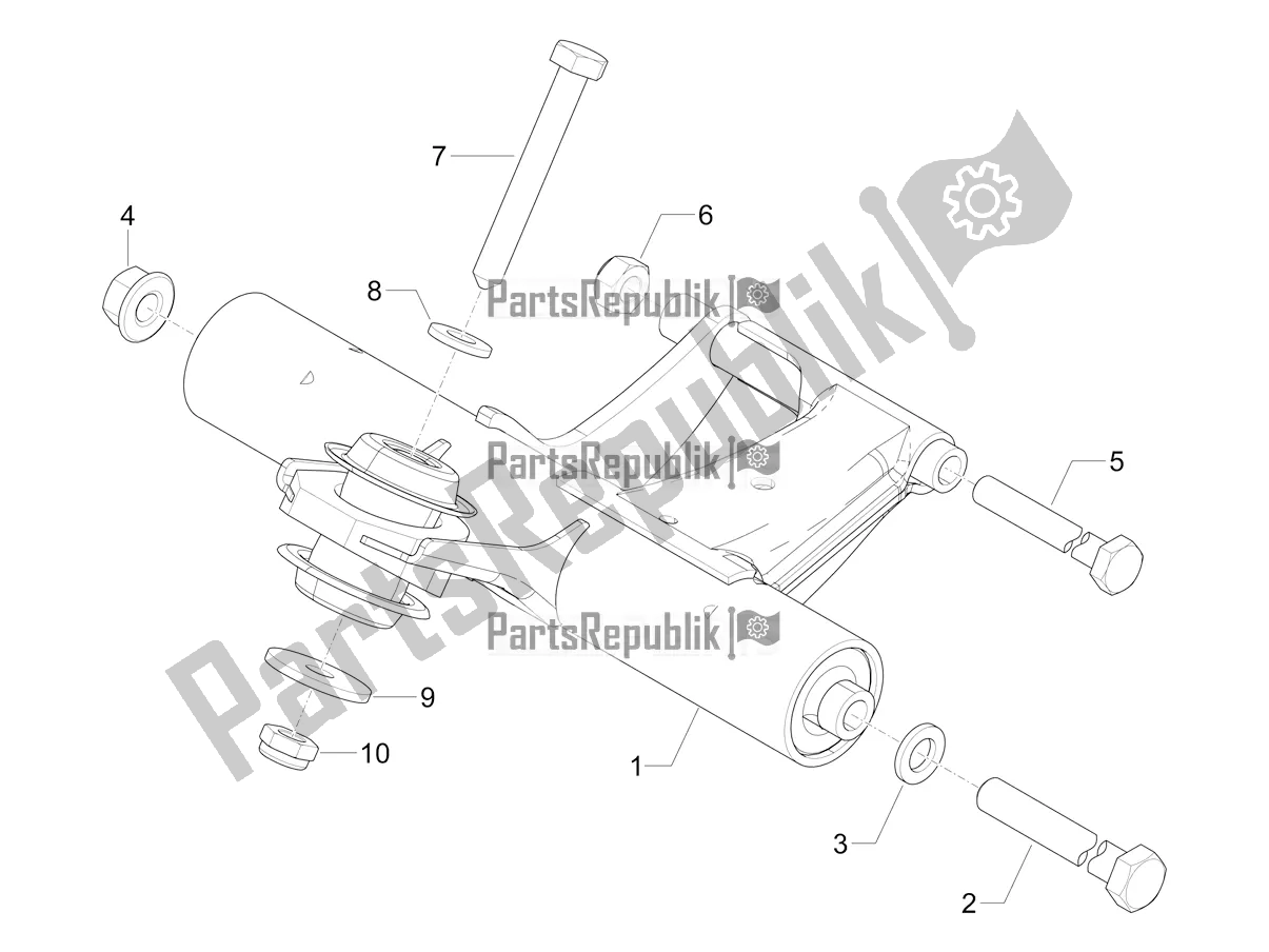 All parts for the Swinging Arm of the Vespa Sprint 50 4T 3V E5 2021