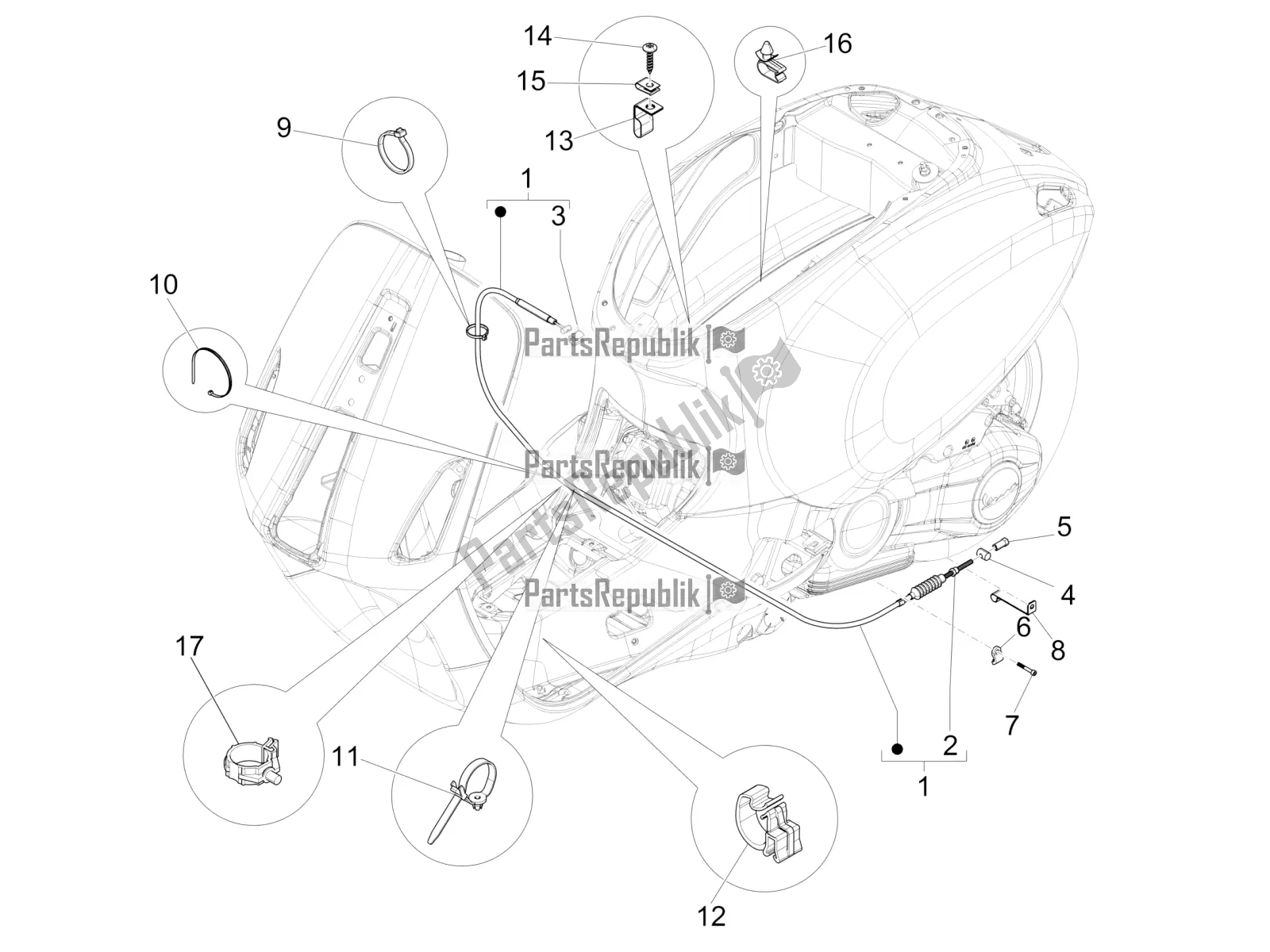 Alle onderdelen voor de Transmissies van de Vespa Sprint 50 4T 3V E5 2021