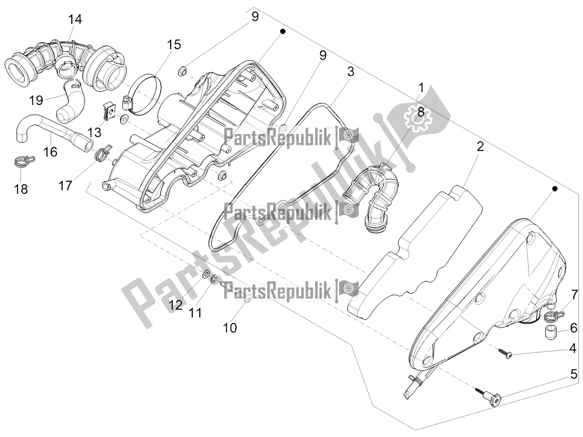 All parts for the Air Filter of the Vespa Sprint 50 4T 3V E5 2022