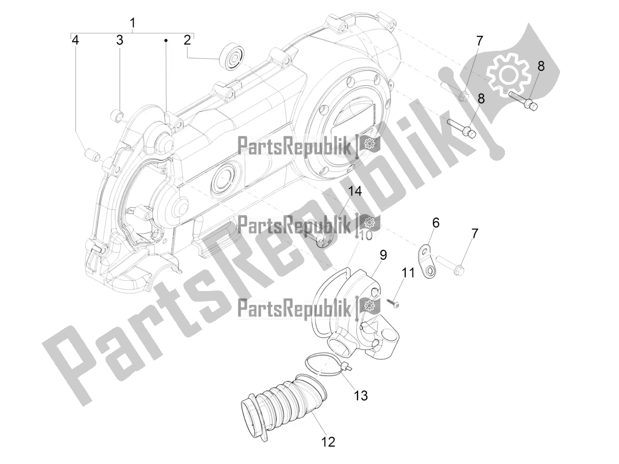 Tutte le parti per il Coperchio Del Carter - Raffreddamento Del Carter del Vespa Sprint 50 4T 3V E5 2022