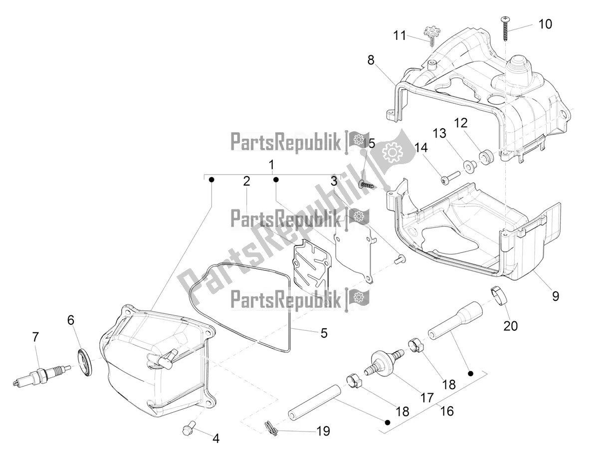Todas as partes de Tampa Da Cabeça Do Cilindro do Vespa Sprint 50 4T 3V E5 2022