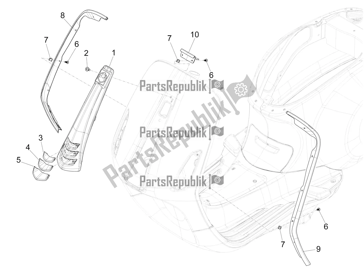 Toutes les pièces pour le Bouclier Avant du Vespa Sprint 50 4T 3V E5 2022
