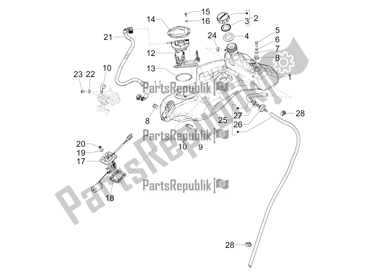 Tutte le parti per il Serbatoio Di Carburante del Vespa Sprint 50 4T 3V E5 2022