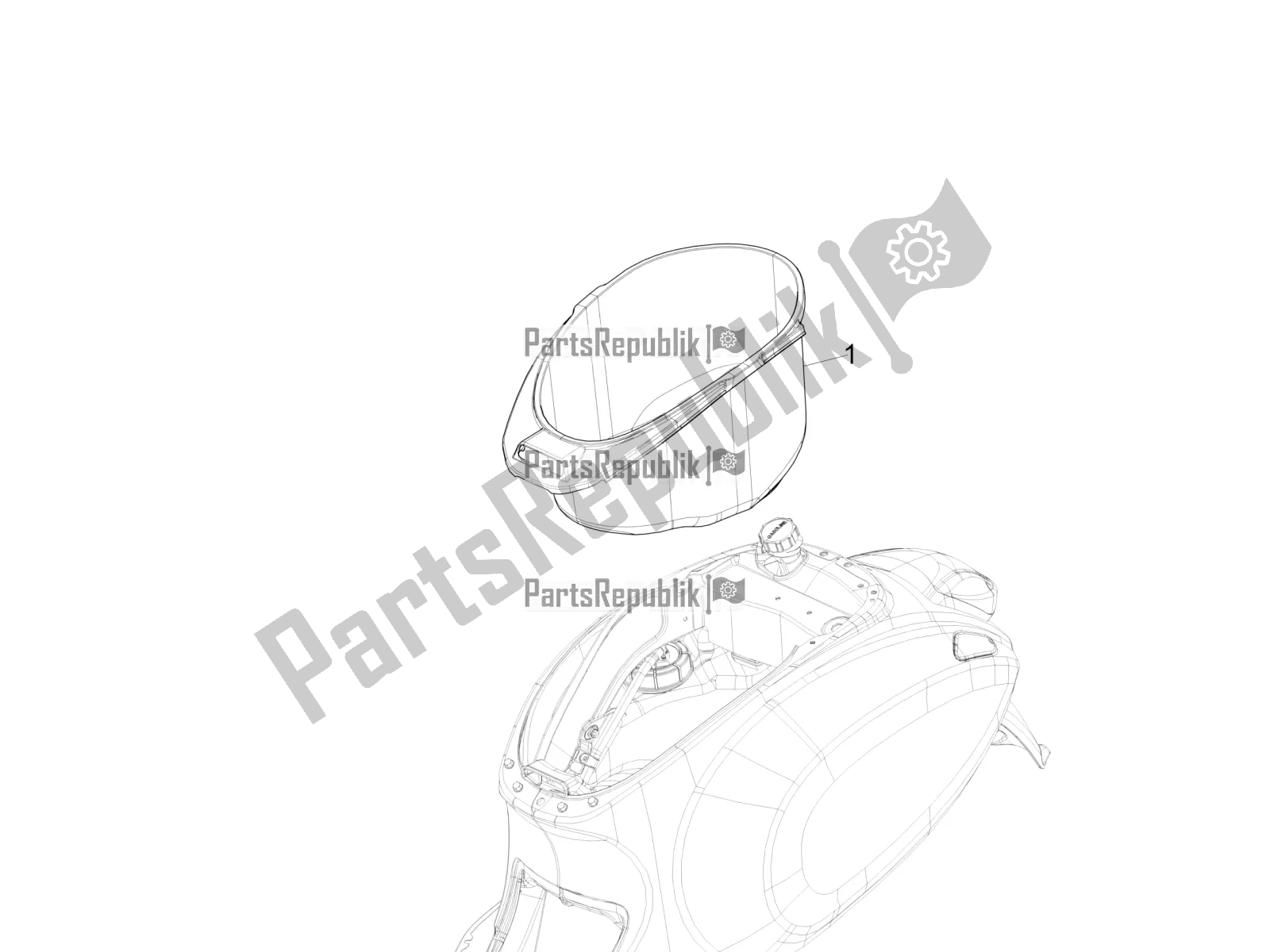 Todas las partes para Carcasa Del Casco - Debajo Del Sillín de Vespa Sprint 50 4T 3V E5 2022