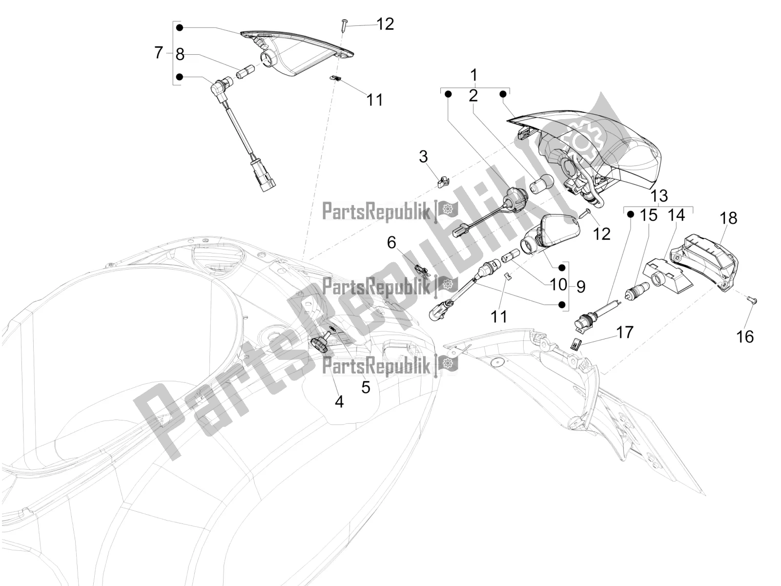 Tutte le parti per il Fanali Posteriori - Indicatori Di Direzione del Vespa Sprint 50 4T 3V E5 2022