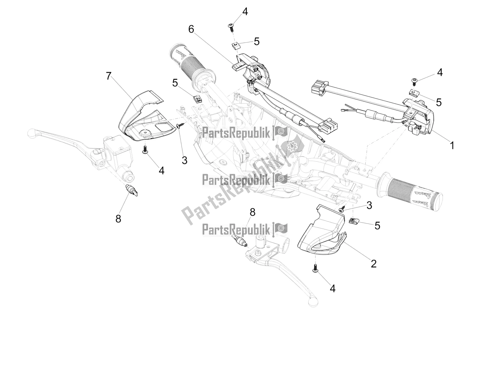 Todas as partes de Seletores - Interruptores - Botões do Vespa Sprint 50 4T 3V E5 2022