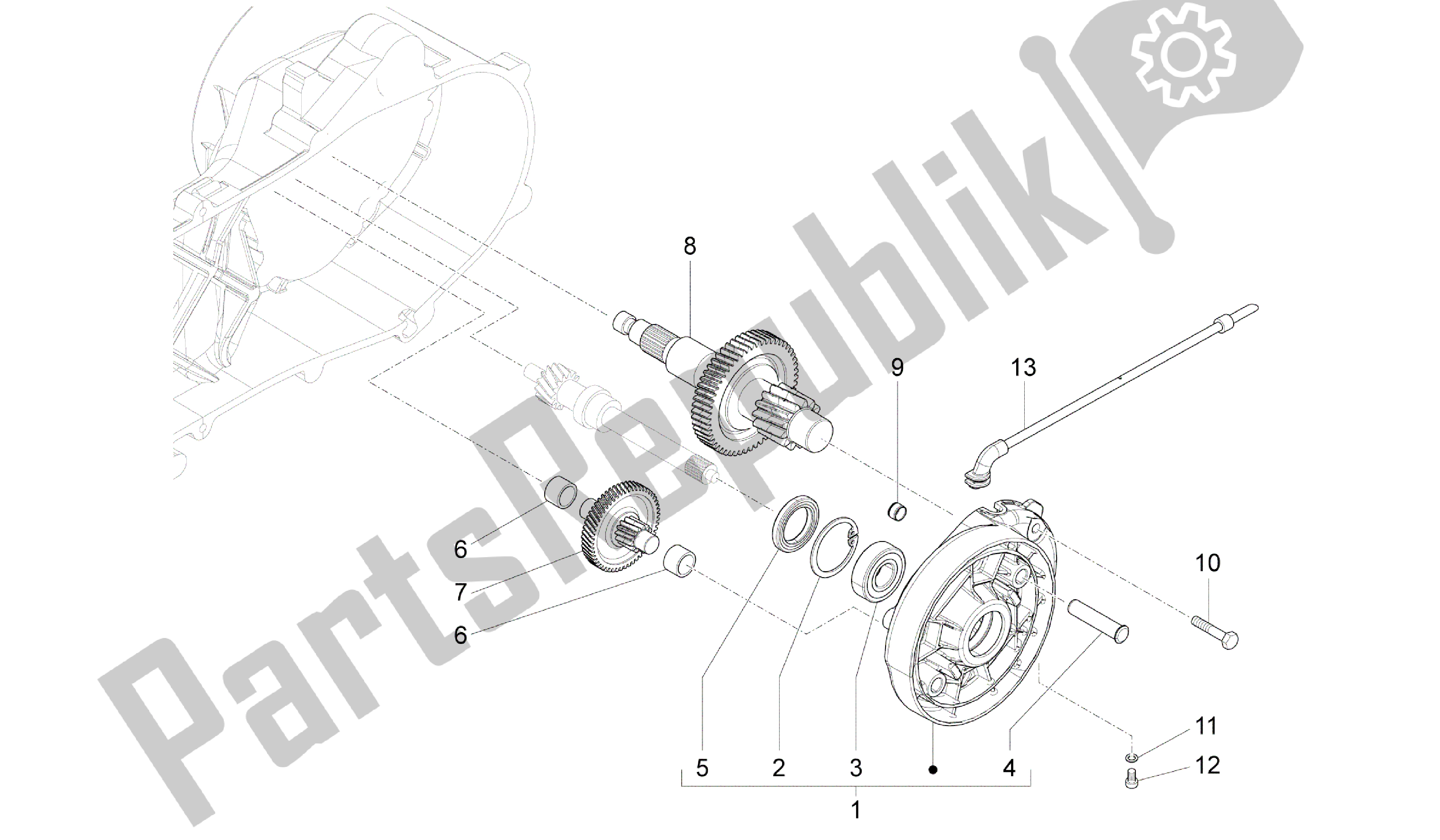 Toutes les pièces pour le Unité De Réduction du Vespa Sprint 50 2014