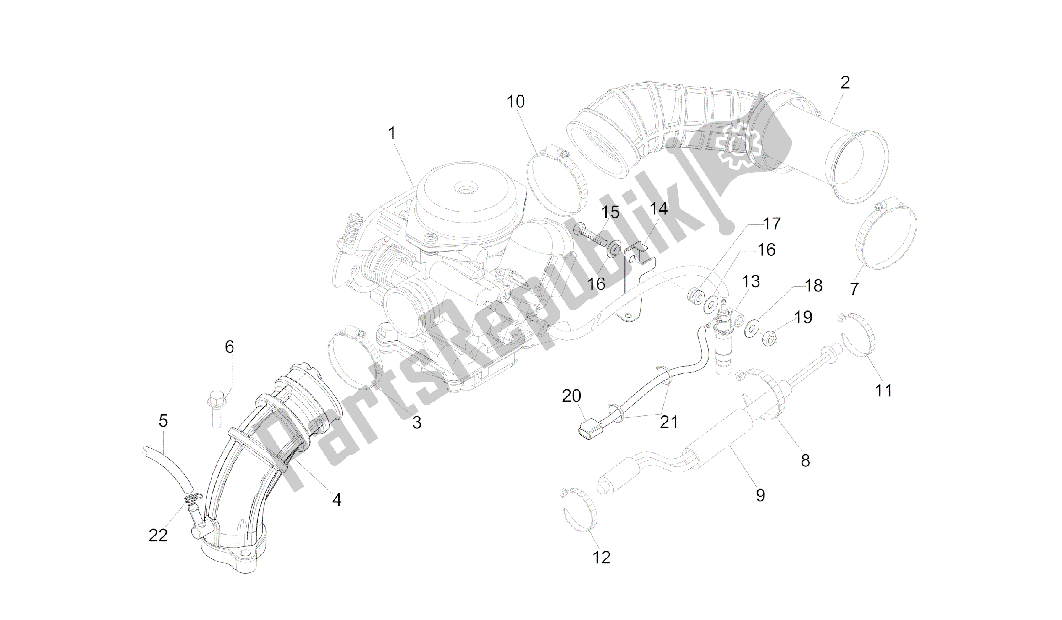 All parts for the Carburettor, Assembly - Union Pipe of the Vespa Sprint 50 2014