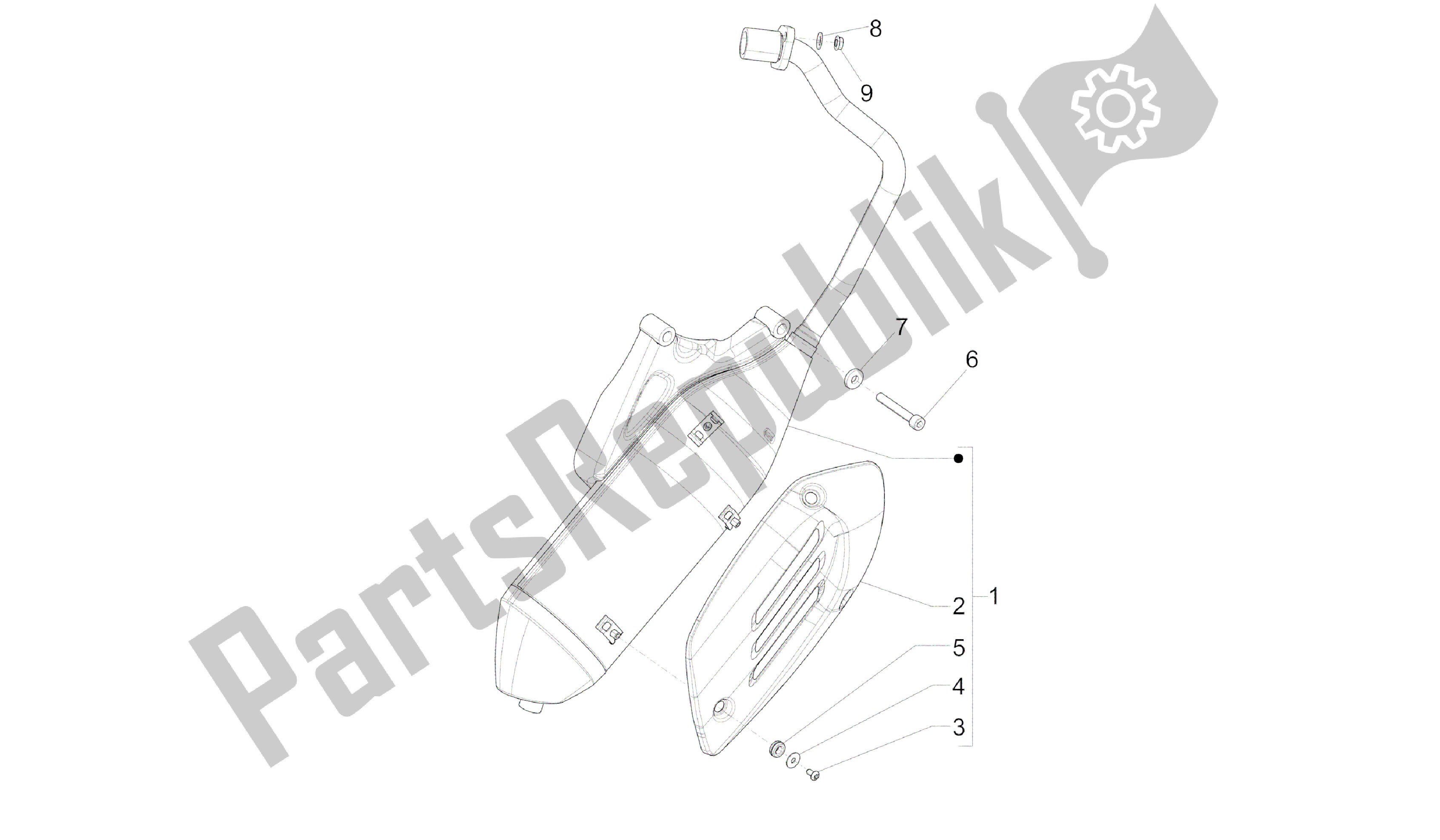 All parts for the Silencer of the Vespa Sprint 50 2014
