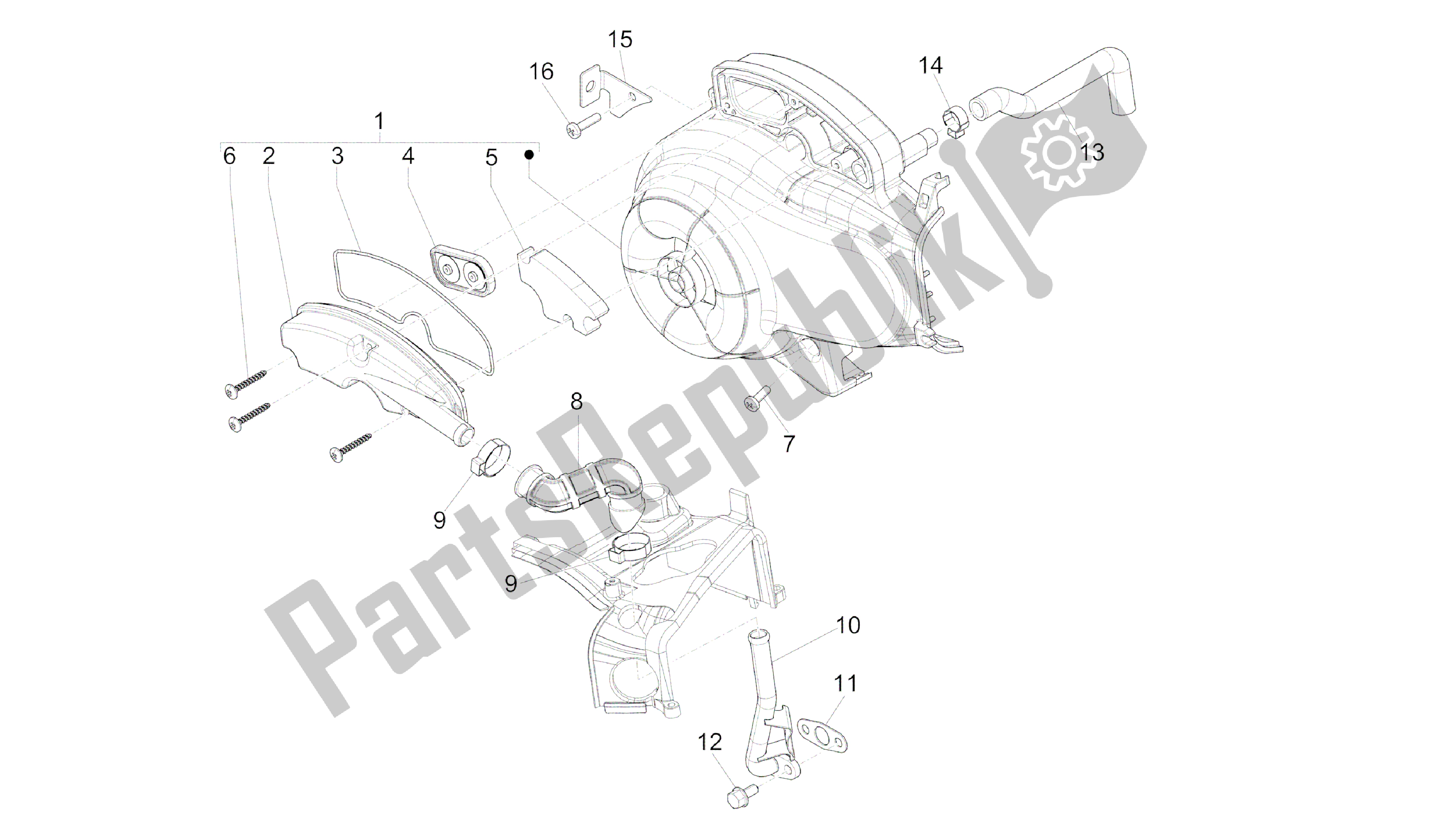 Alle onderdelen voor de Secundaire Luchtkast van de Vespa Sprint 50 2014