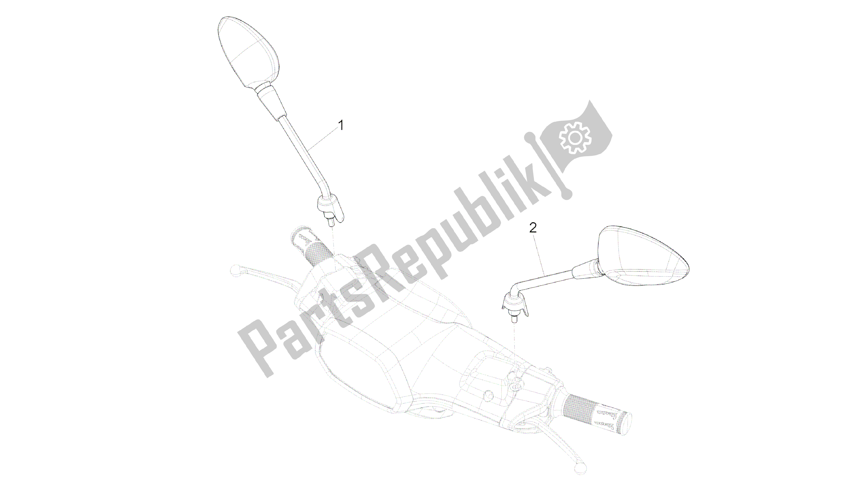 All parts for the Driving Mirror/s of the Vespa Sprint 50 2014