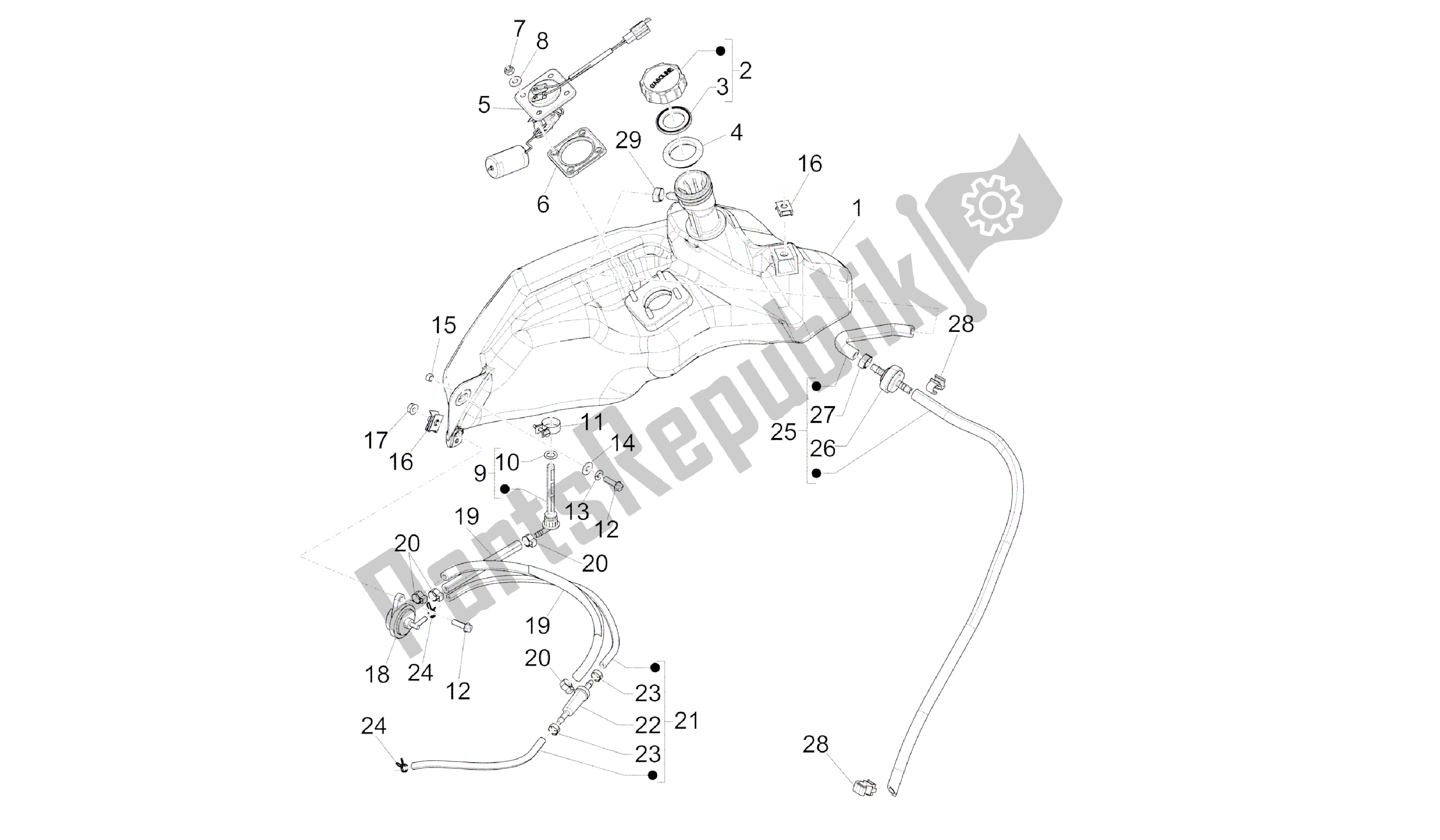 Alle onderdelen voor de Benzinetank van de Vespa Sprint 50 2014