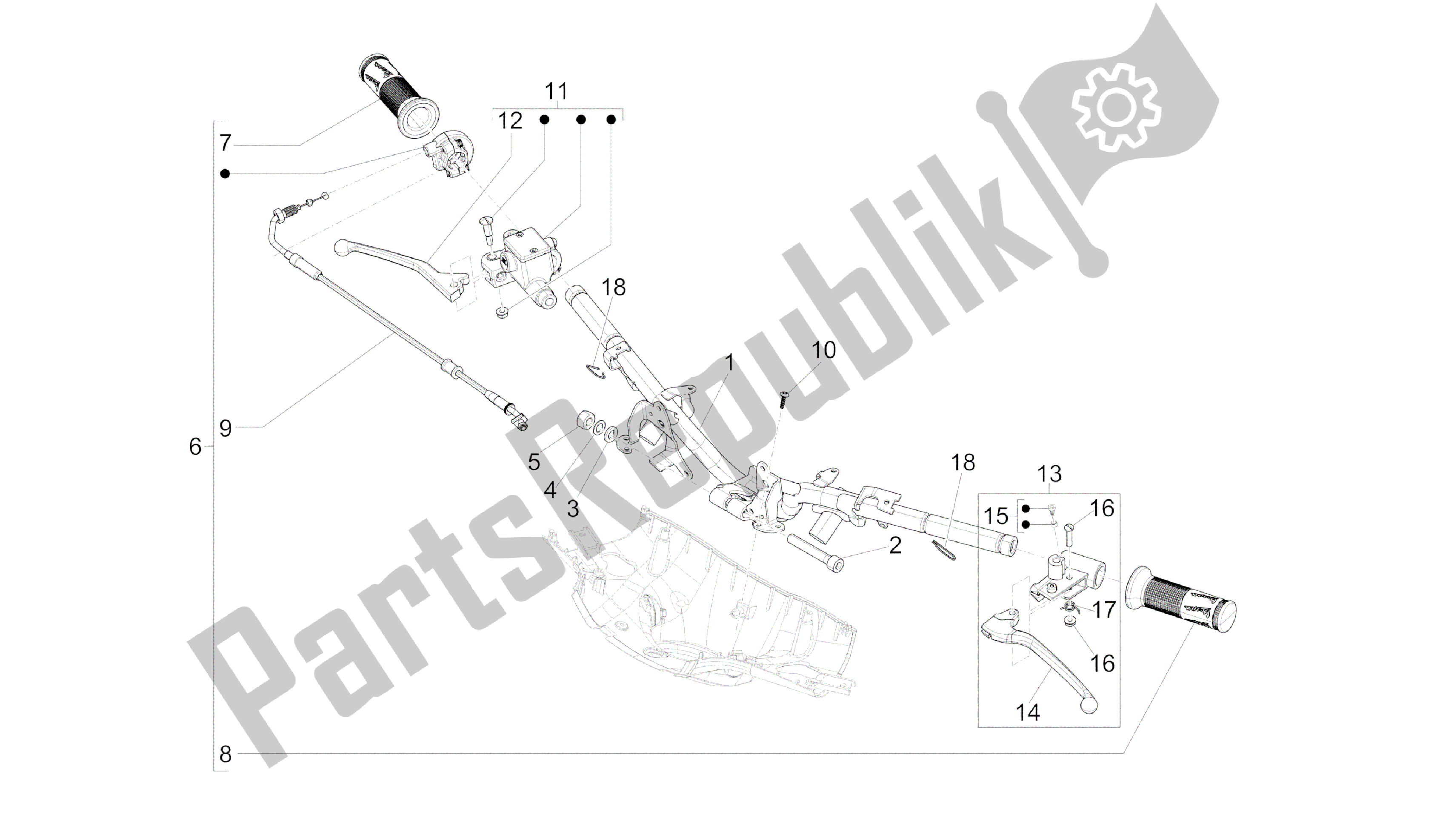 All parts for the Handlebars - Master Cil. Of the Vespa Sprint 50 2014