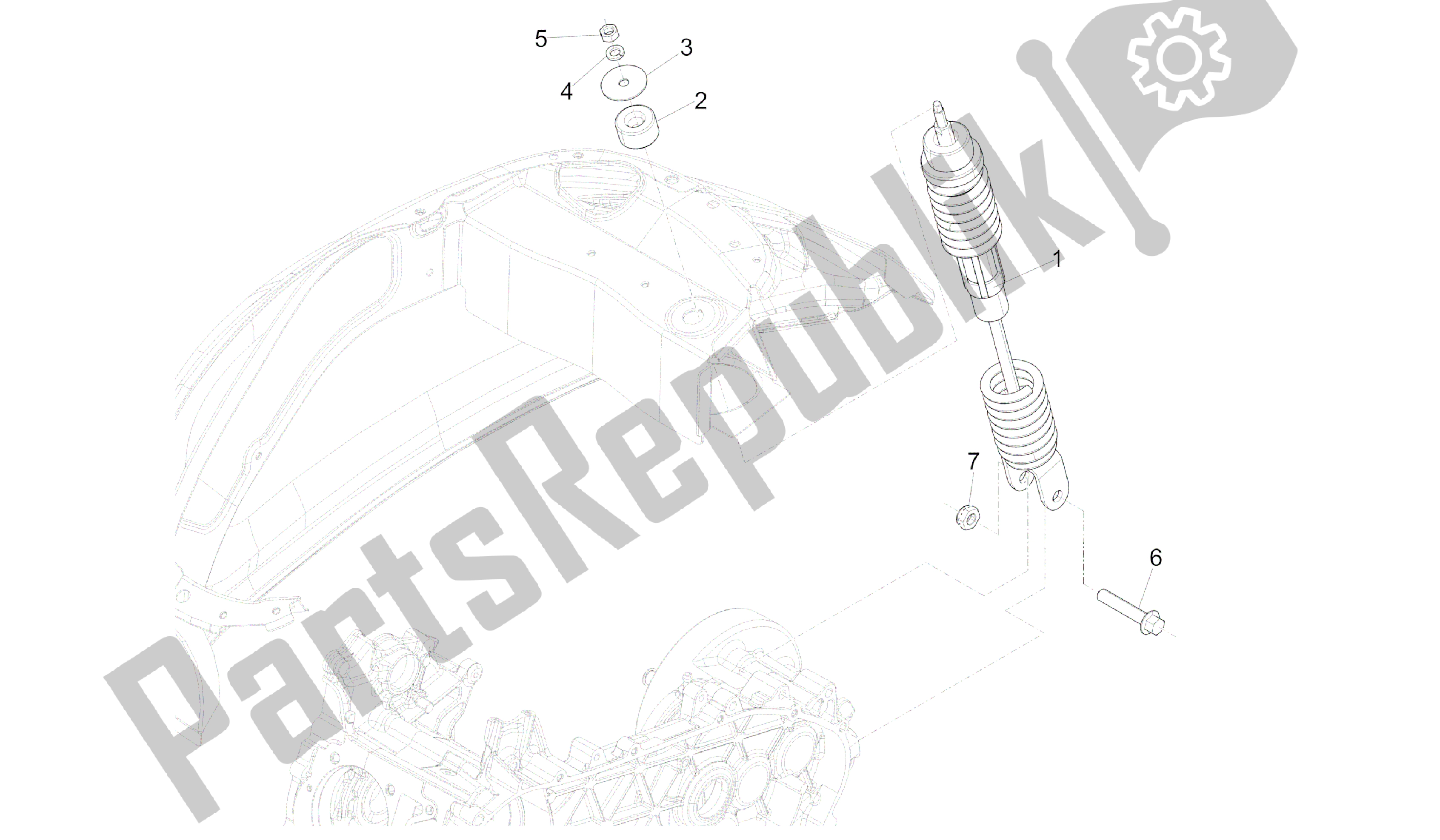 Alle onderdelen voor de Achtervering - Schokdemper / S van de Vespa Sprint 50 2014