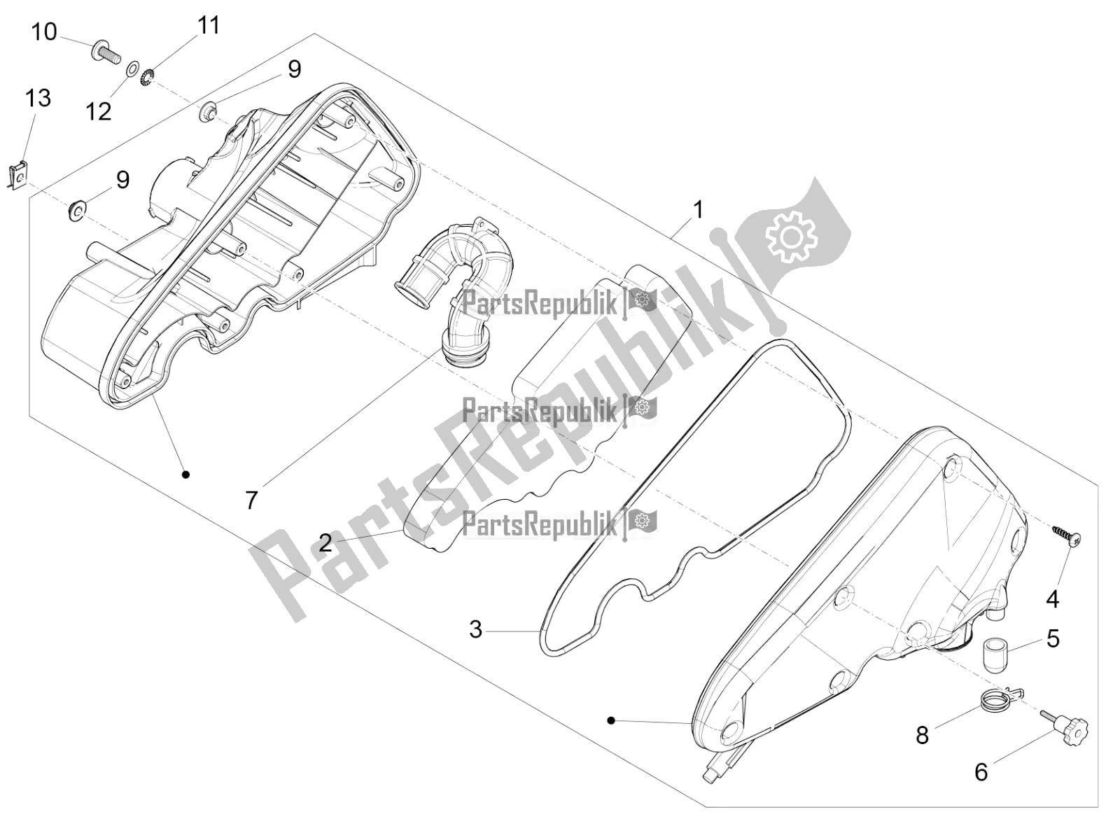 All parts for the Air Filter of the Vespa Sprint 50 4T 4V 2016