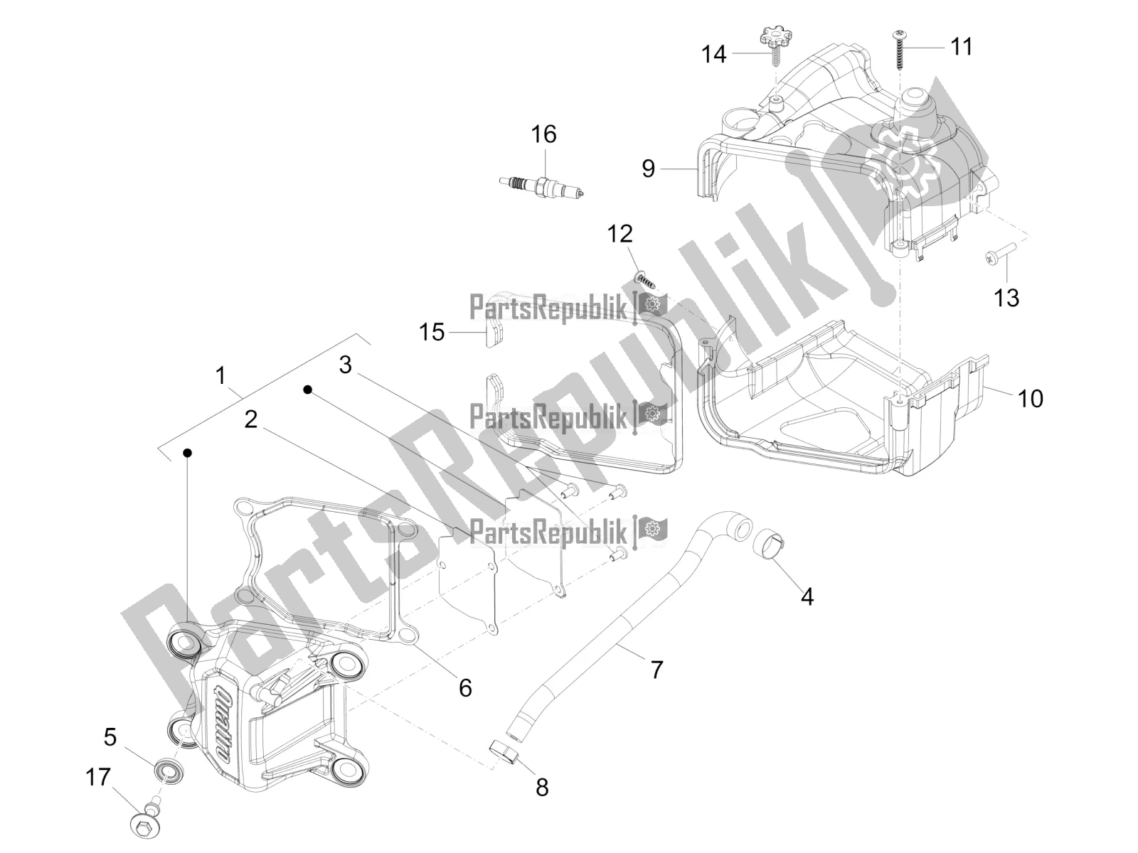 Todas las partes para Cubierta De Tapa De Cilindro de Vespa Sprint 50 4T 4V 2016