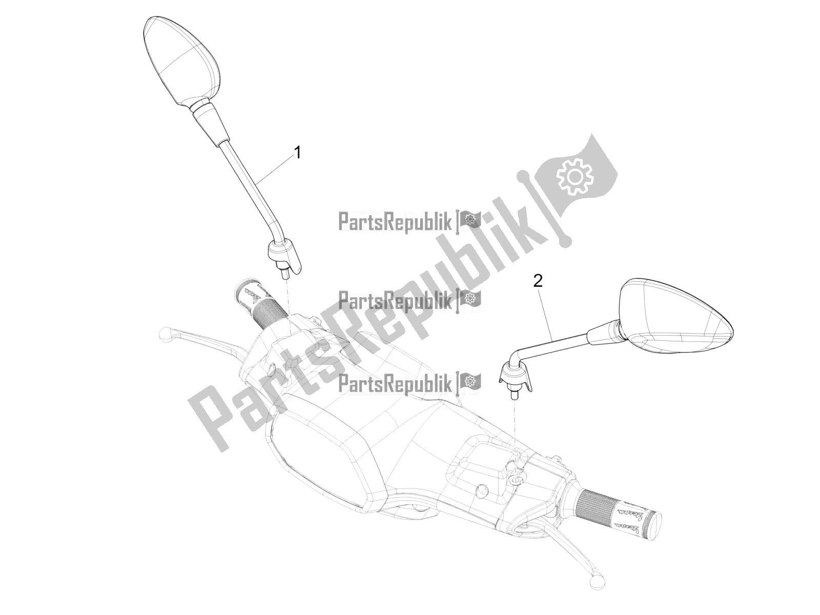 All parts for the Driving Mirror/s of the Vespa Sprint 50 4T 4V 2016