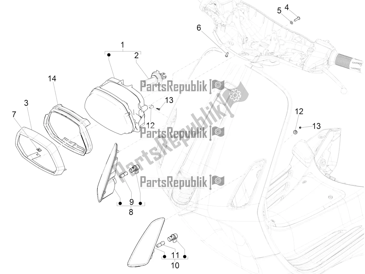 Todas las partes para Faros Delanteros - Luces Intermitentes de Vespa Sprint 50 4T 4V 2016