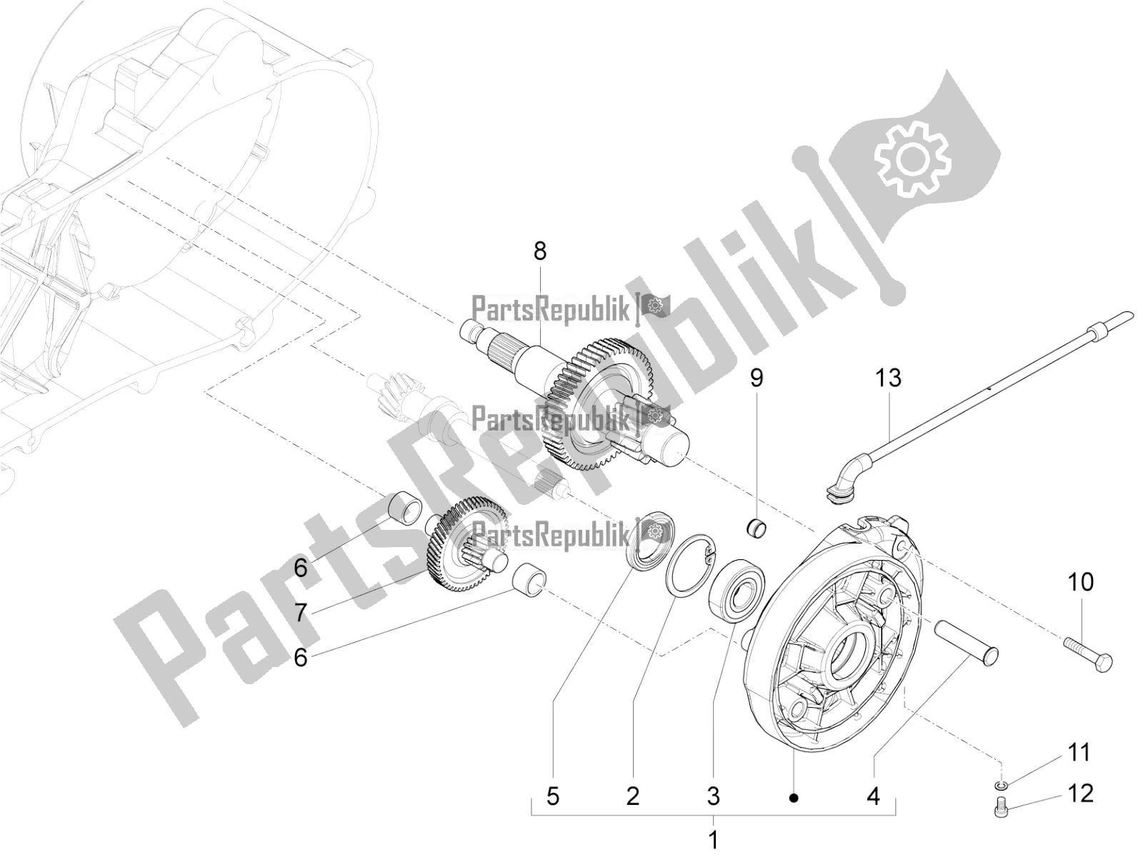 Todas las partes para Unidad De Reducción de Vespa Sprint 50 4T 4V 2016