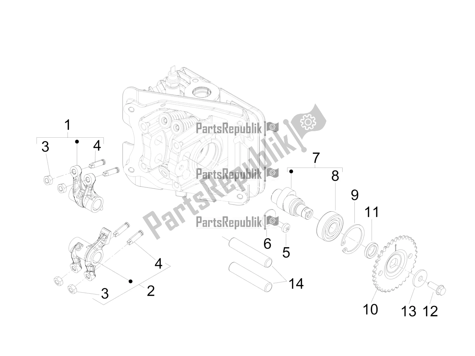 Todas las partes para Unidad De Soporte De Palancas Oscilantes de Vespa Sprint 50 4T 4V 2016