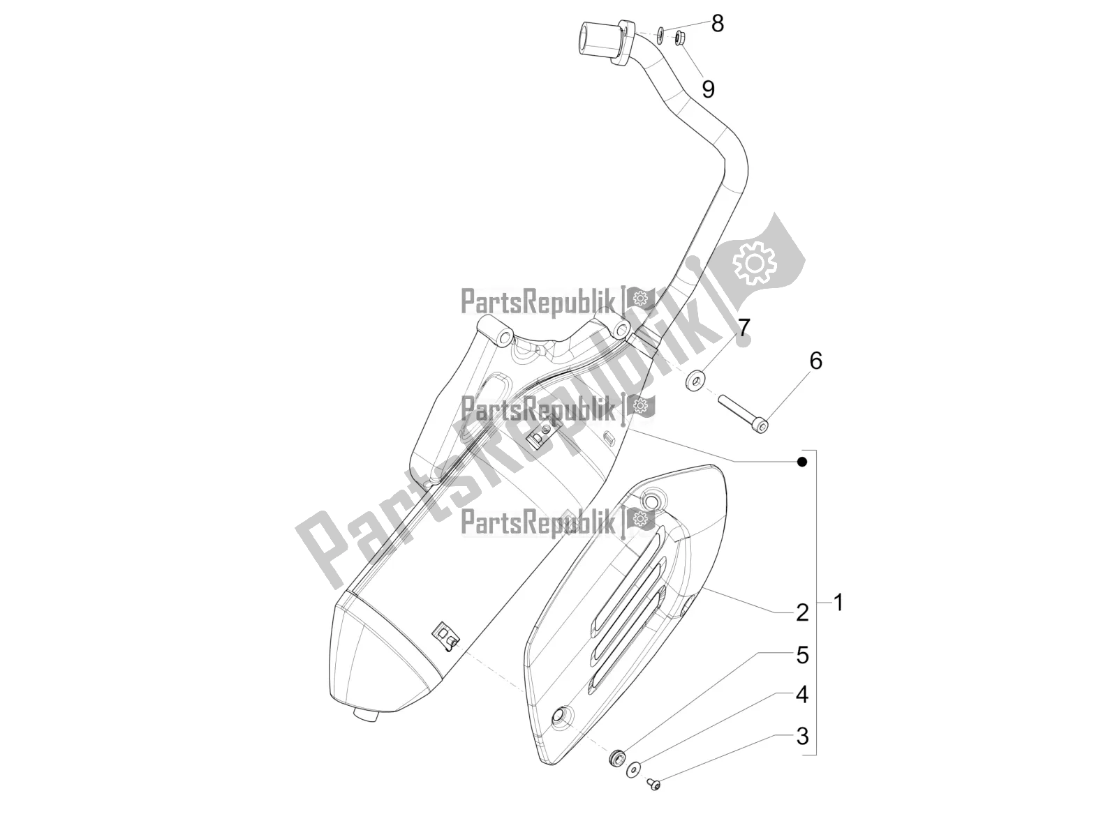 Todas las partes para Silenciador de Vespa Sprint 50 4T 4V 2016