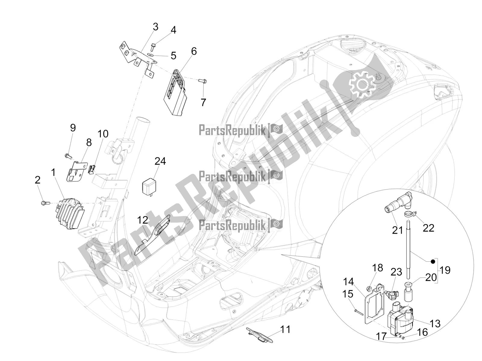 Todas las partes para Reguladores De Voltaje - Unidades De Control Electrónico (ecu) - H. T. Bobina de Vespa Sprint 50 4T 4V 2016