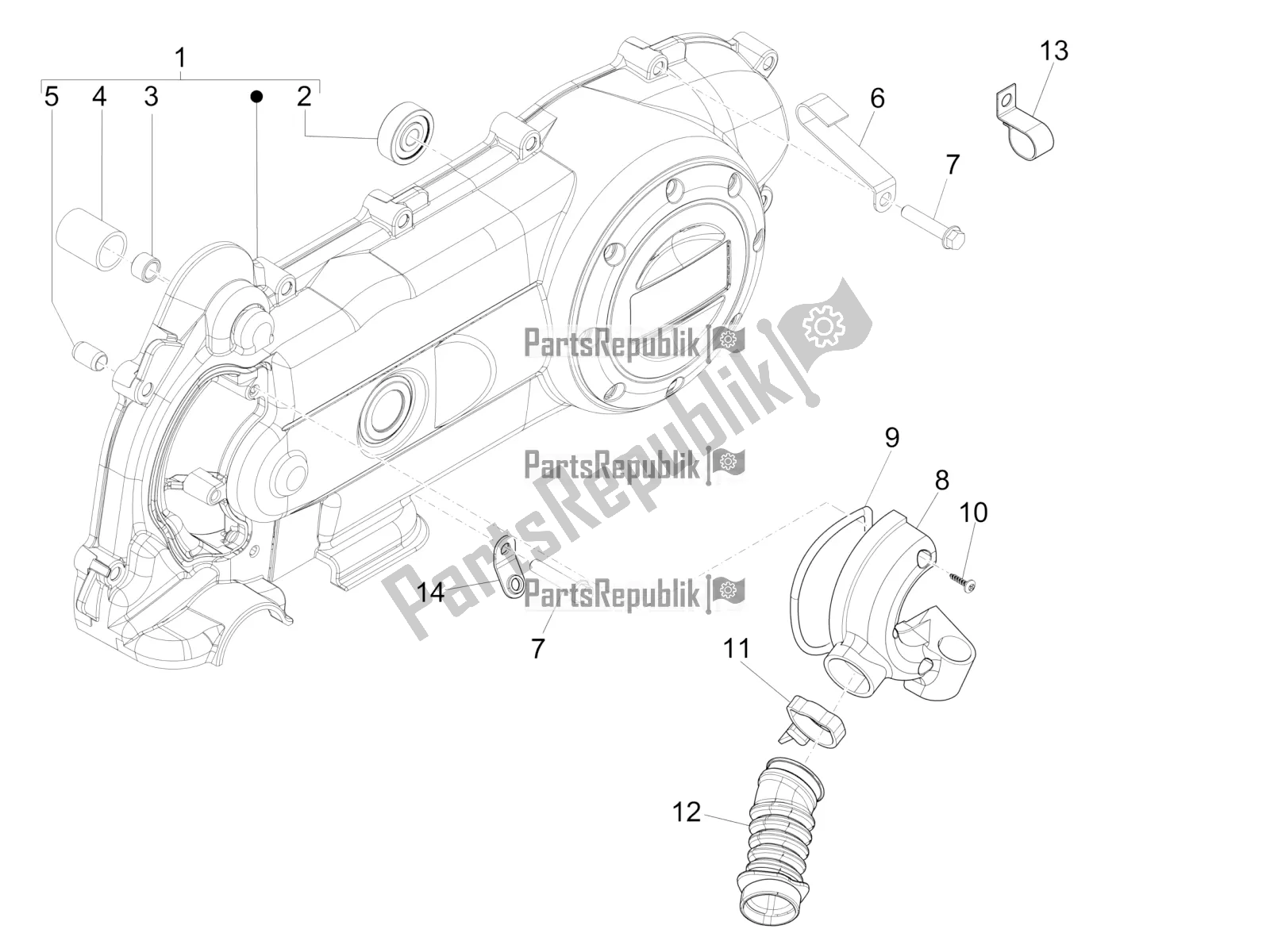 Tutte le parti per il Coperchio Del Carter - Raffreddamento Del Carter del Vespa Sprint 50 4T 4V 2017