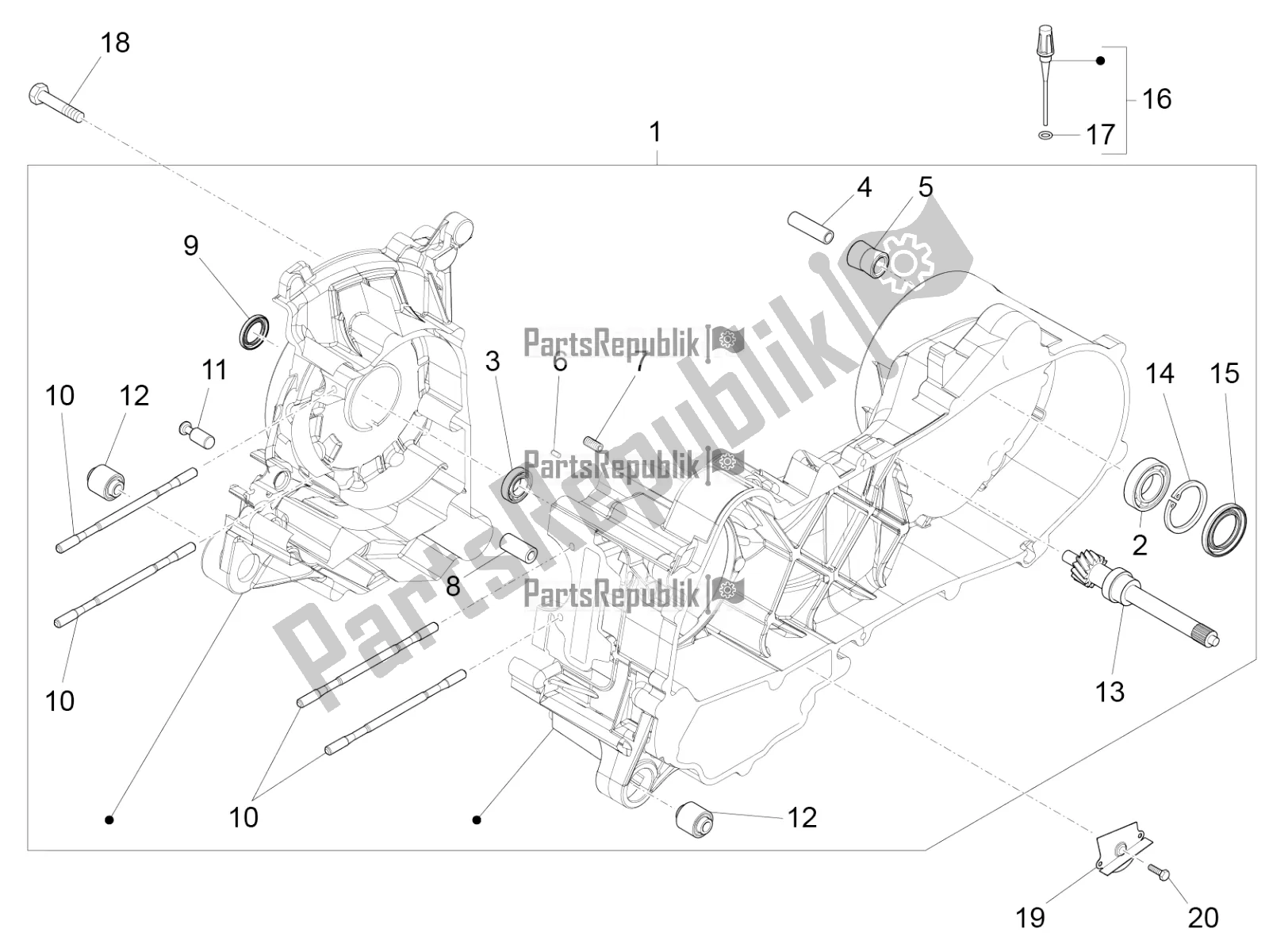 Todas las partes para Caja Del Cigüeñal de Vespa Sprint 50 4T 4V 2017