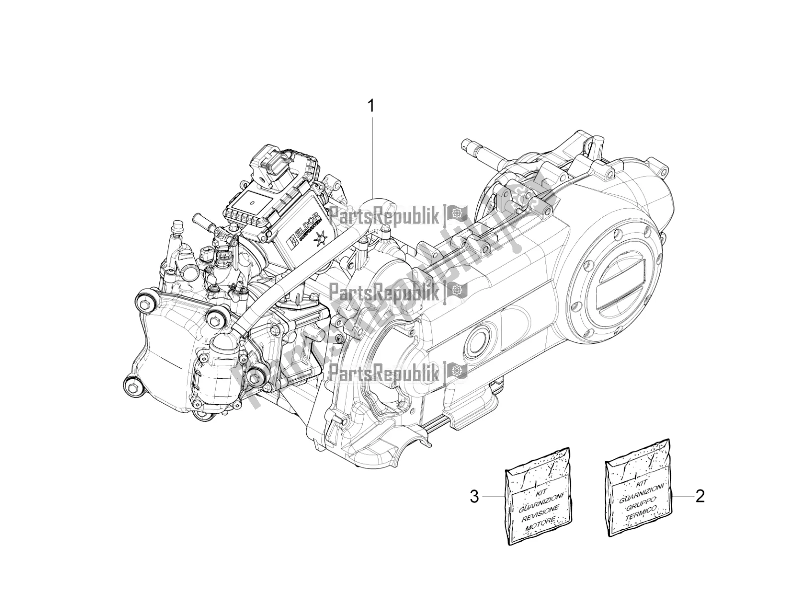 All parts for the Engine, Assembly of the Vespa Sprint 50 4T 4V 2017