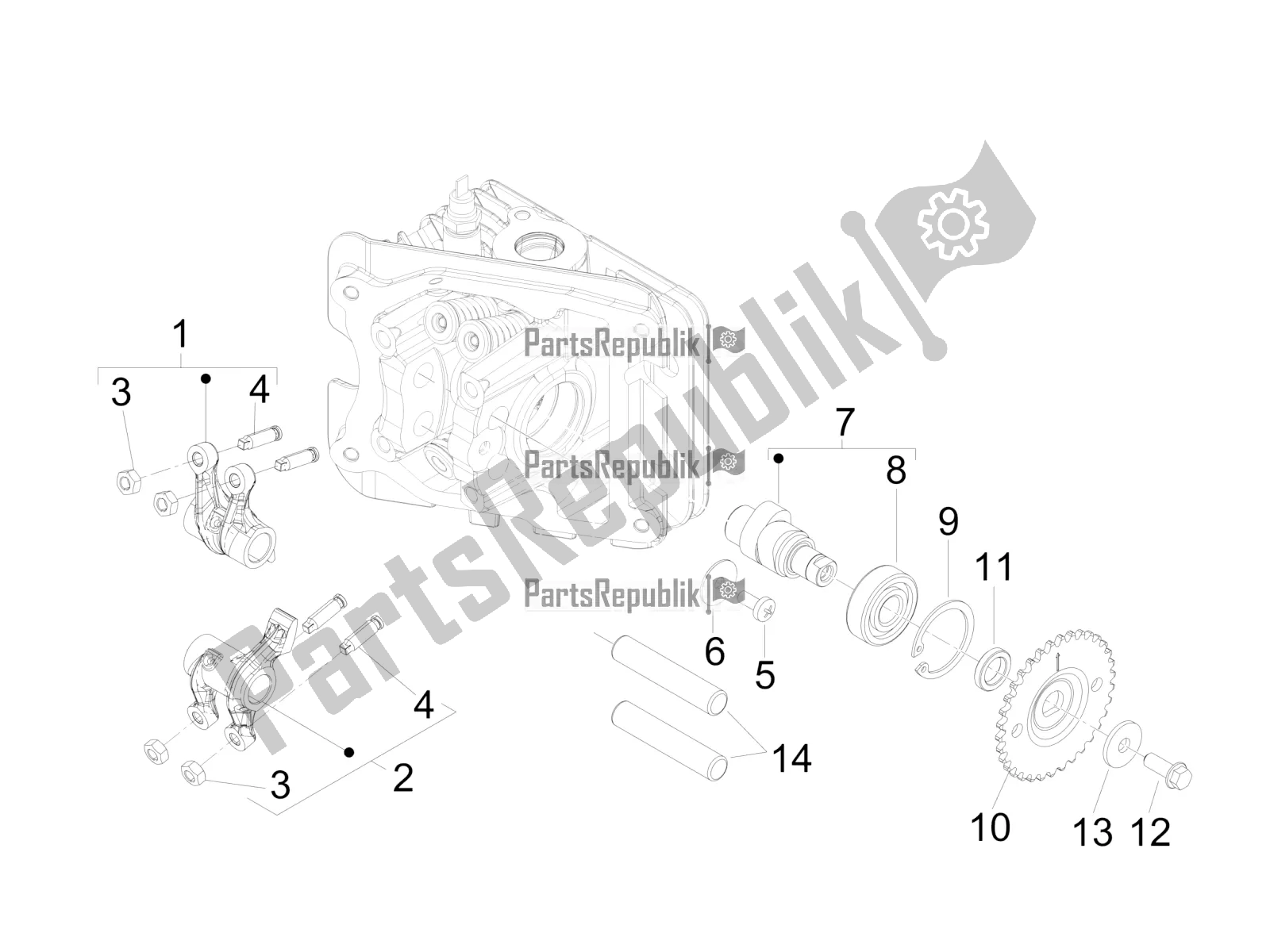 Todas las partes para Unidad De Soporte De Palancas Oscilantes de Vespa Sprint 50 4T 4V 2017