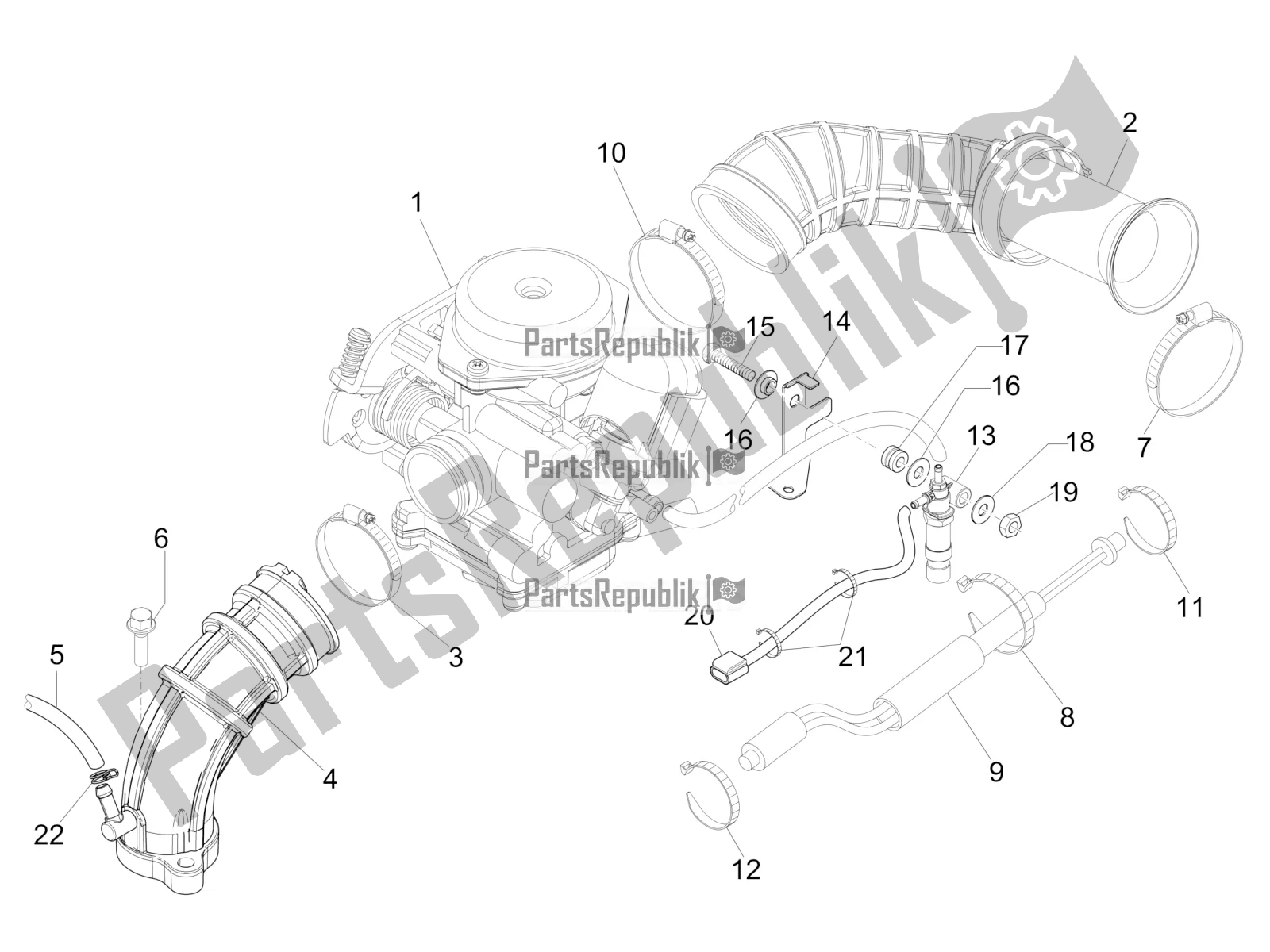 Toutes les pièces pour le Carburateur, Montage - Tuyau Union du Vespa Sprint 50 4T 4V 2018