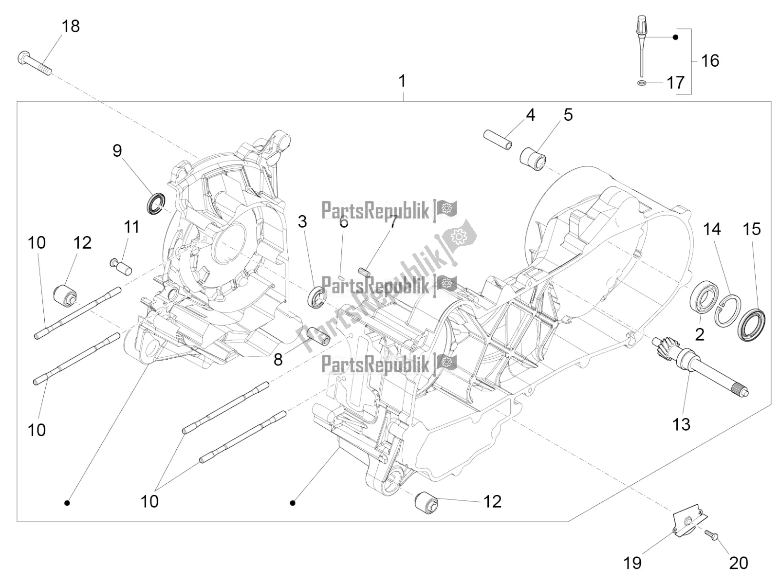 Toutes les pièces pour le Carter du Vespa Sprint 50 4T 4V 2018