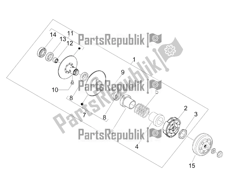 All parts for the Driven Pulley of the Vespa Sprint 50 4T 4V 2018