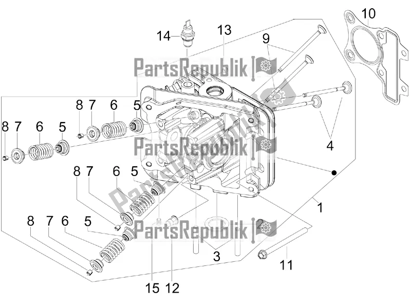All parts for the Head Unit - Valve of the Vespa Sprint 50 4T 4V 2018