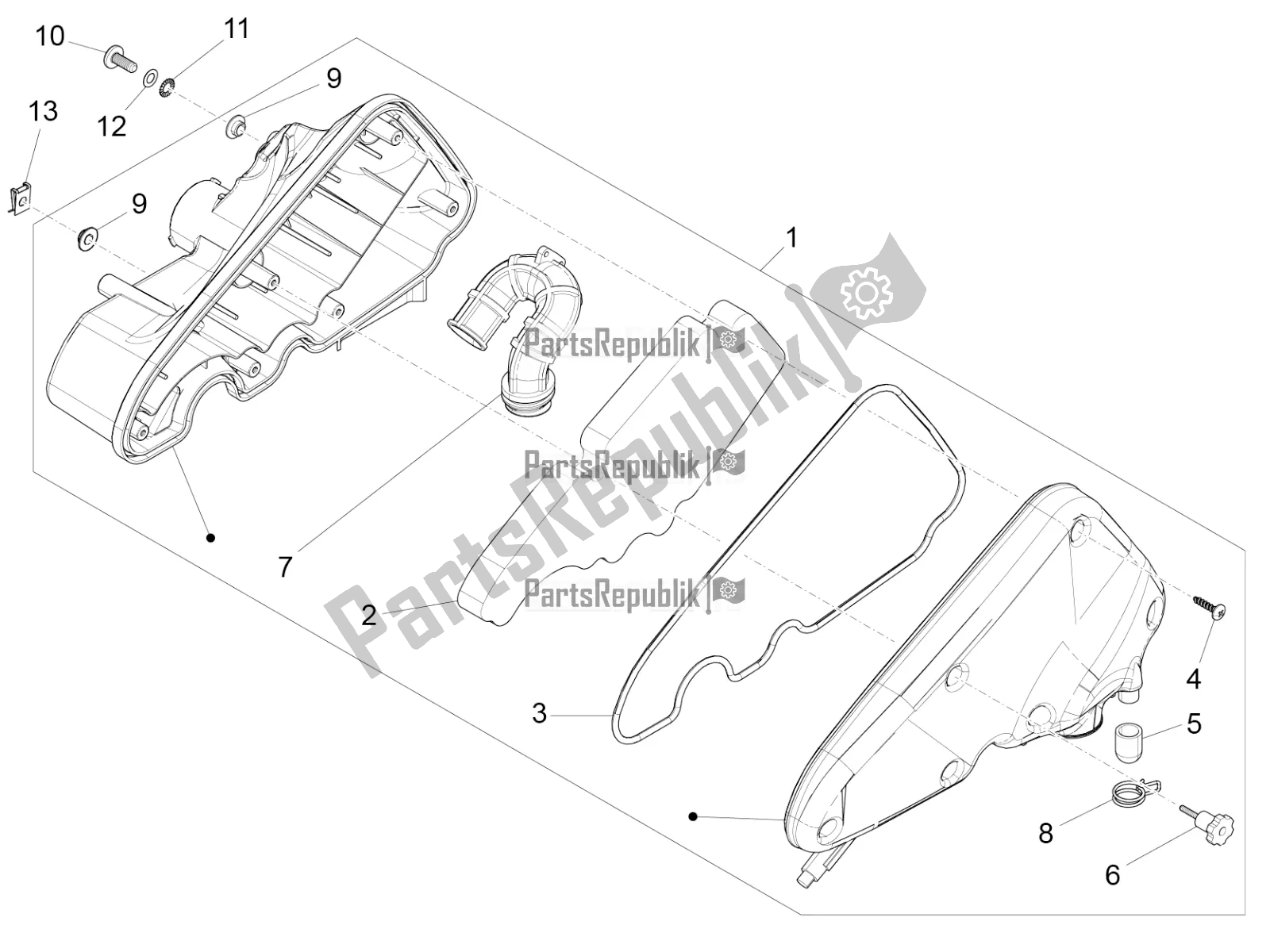 All parts for the Air Filter of the Vespa Sprint 50 4T 4V USA 2017