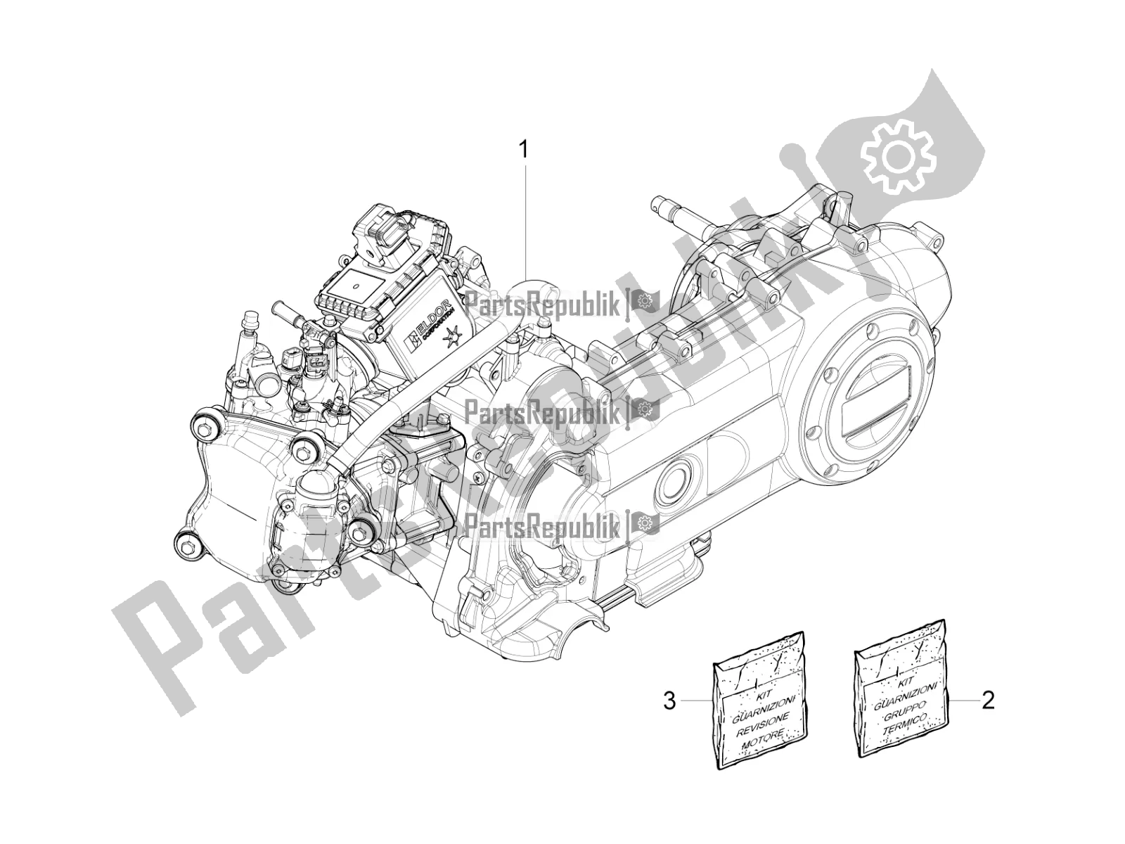 Todas las partes para Ensamblaje Del Motor de Vespa Sprint 50 4T 4V USA 2017