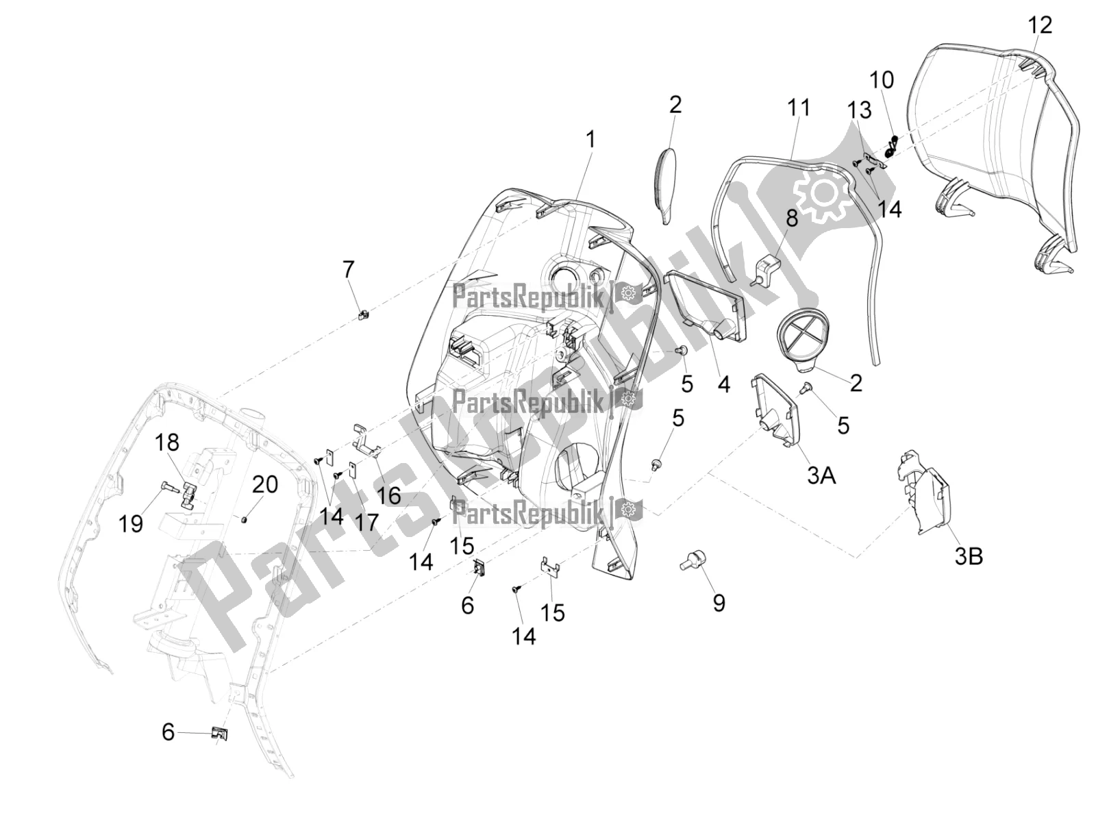 Wszystkie części do Przedni Schowek - Panel Ochraniaj? Cy Kolana Vespa Sprint 50 4T 4V USA 2017