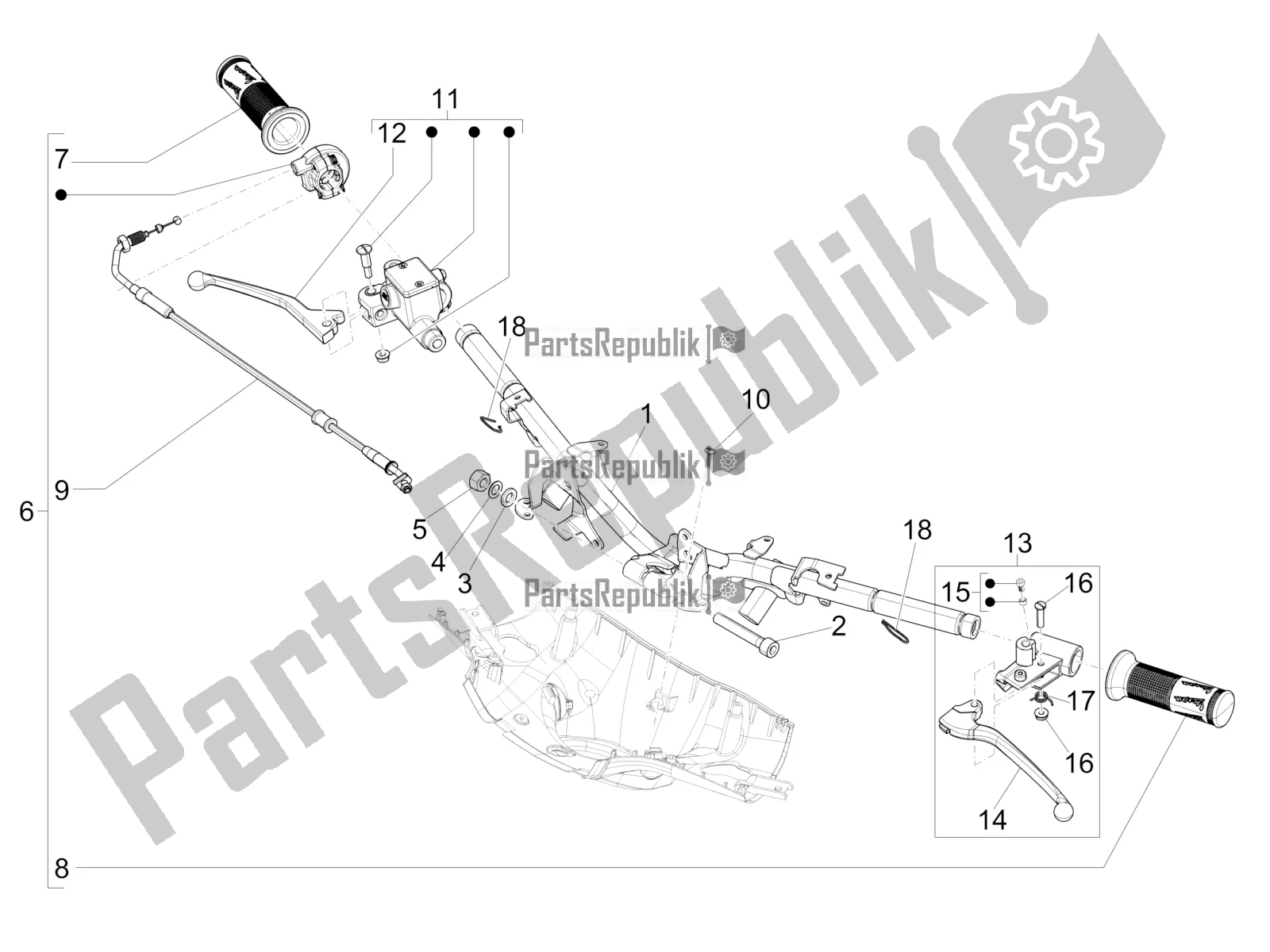 All parts for the Handlebars - Master Cil. Of the Vespa Sprint 50 4T 4V USA 2017