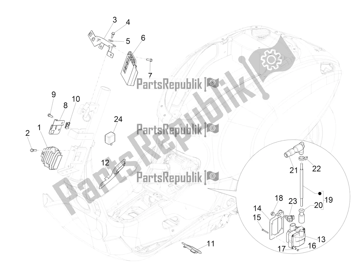 Toutes les pièces pour le Régulateurs De Tension - Unités De Commande électronique (ecu) - H. T. Bobine du Vespa Sprint 50 4T 4V USA 2017