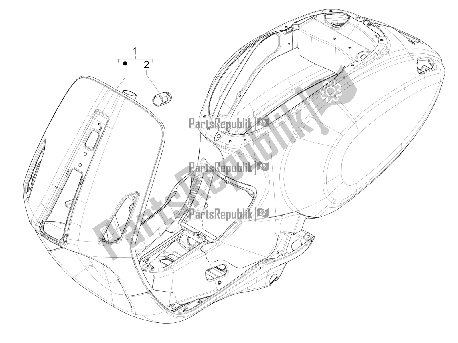 All parts for the Frame/bodywork of the Vespa Sprint 50 4T 4V USA 2018