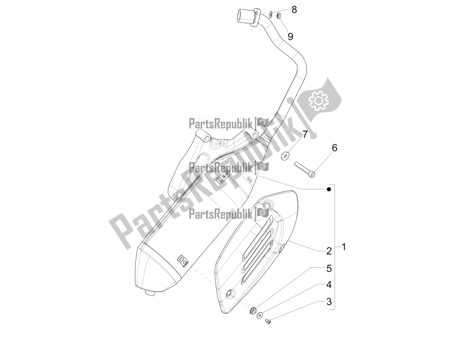 Toutes les pièces pour le Silencieux du Vespa Sprint 50 4T 4V USA 2018