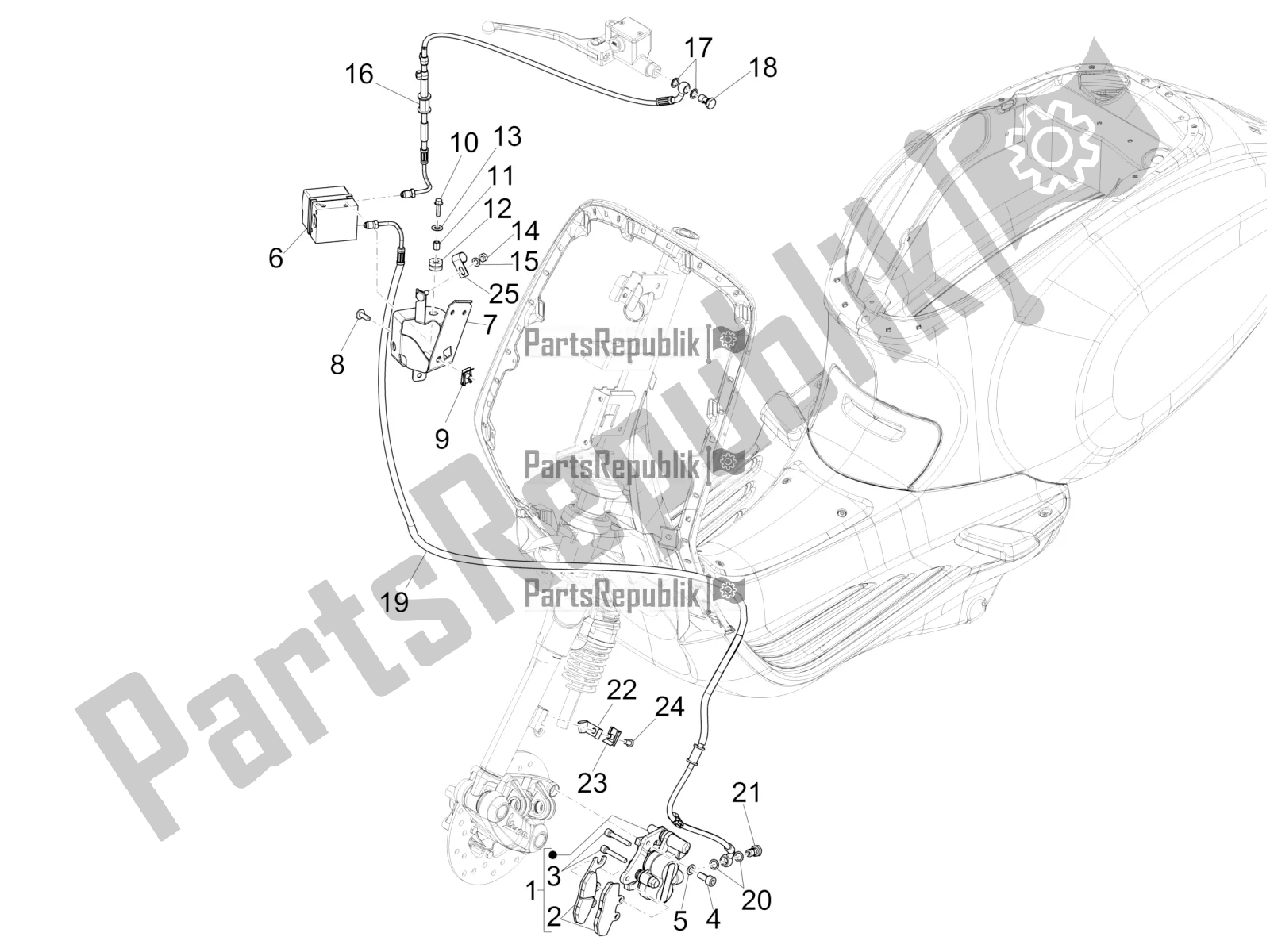 Tutte le parti per il Tubi Freni - Pinze (abs) del Vespa Sprint Sport 150 Iget 2016