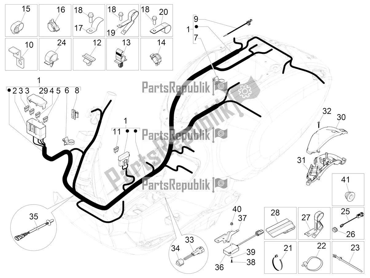 Tutte le parti per il Cablaggio Principale del Vespa Sprint Sport 150 Iget 2016